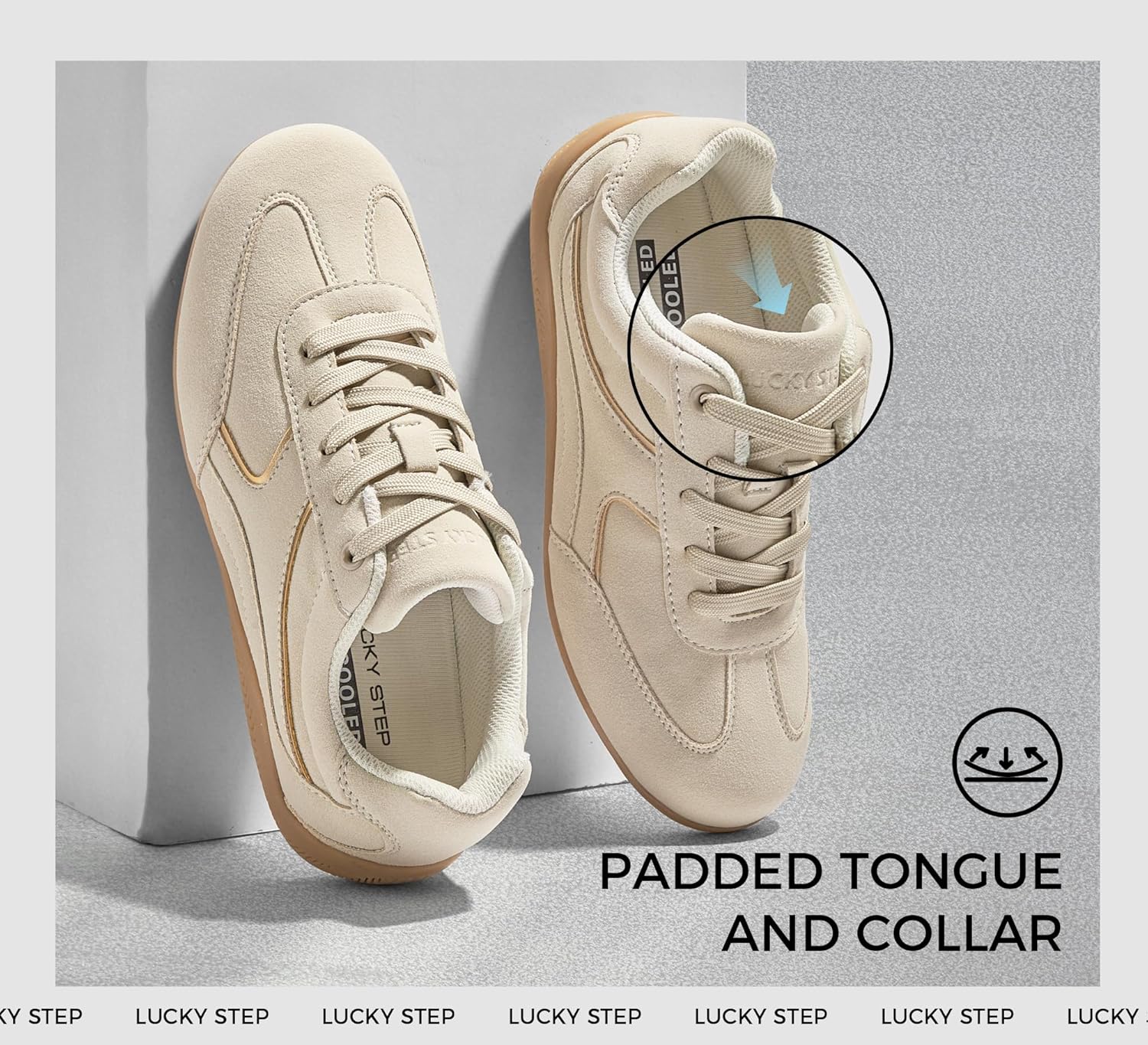 LUCKY STEP Women's Retro Casual Fashion Sneakers Classic Tennis Thin Sole Low Top Lightweight Running Trainer Trendy Cute Walking Shoes Comfortable Footwear - Image 4