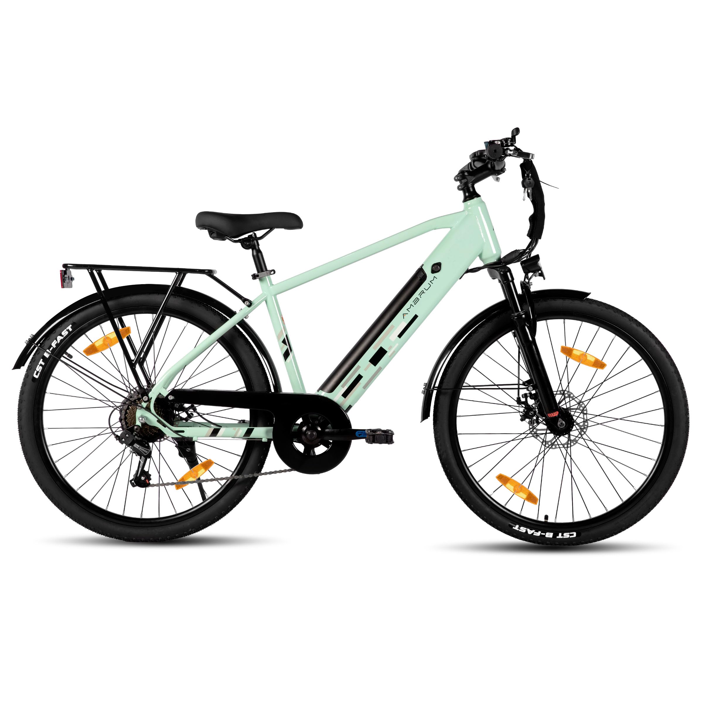 HILAND 26インチ クロスバイク マウンテンバイク フロントサスペンション アシストモデル 最大走行距離50KM ディスクブレーキ フロントライト、泥除け、リアキャリア付き 男女通用 通勤・通学・街乗り 坂登り トップチューブレス設計 乗りやすいのフレーム EHD804 Sloping frame * Green 26インチ*シマノ7速
