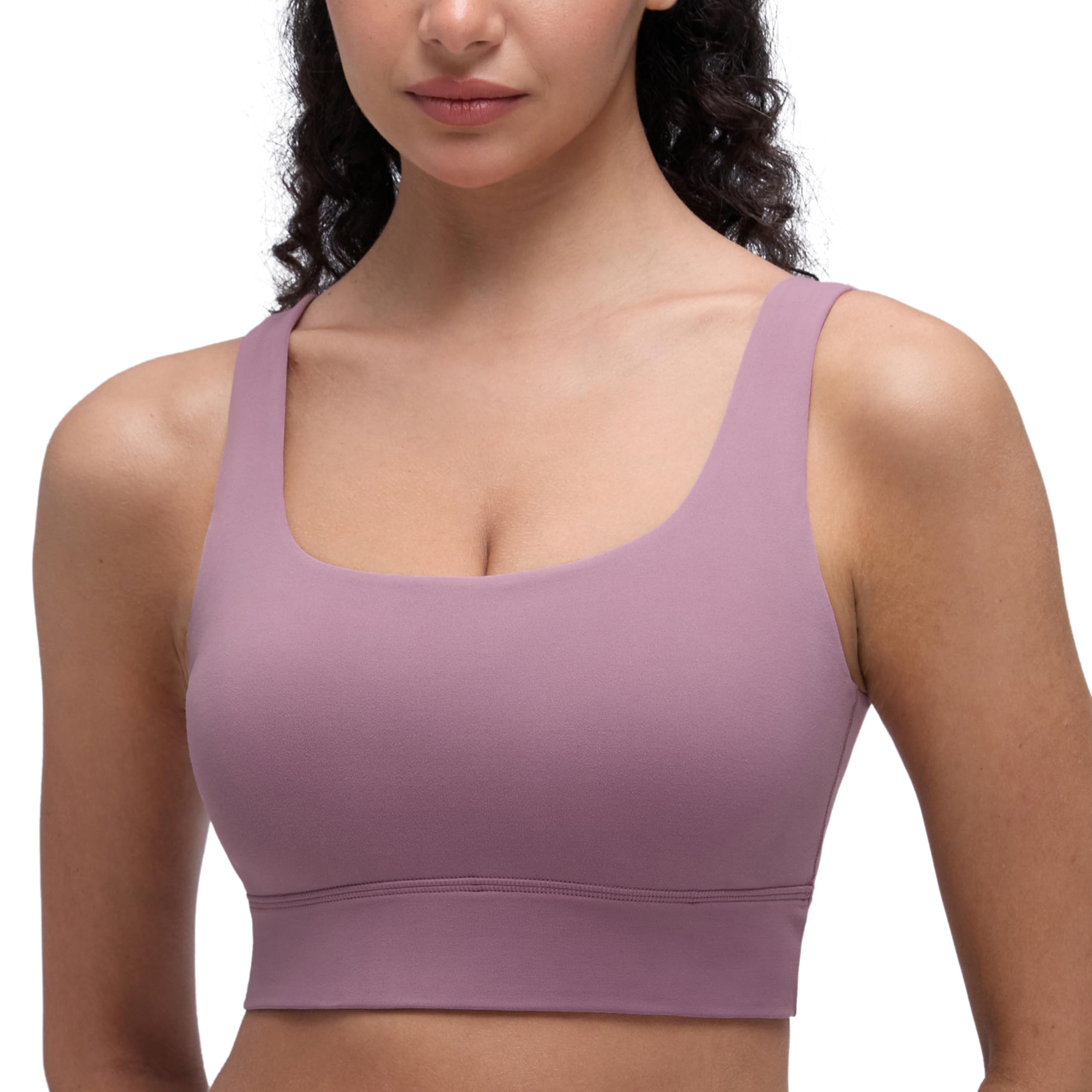 CRZ YOGA Womens ButterLuxe U Back Sports Bra - Padded Low Impact Crop Top Workout Yoga Sport Bra Light Lavender XS
