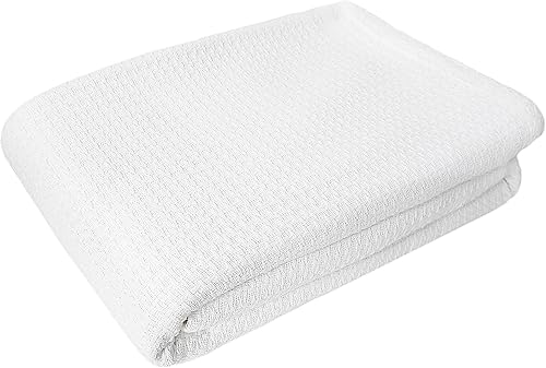 Miniatura 10 de COTTON CRAFT Basket Weave - Manta 100% algodón de 330 GSM, manta térmica ultra suave, para todas las estaciones, ligera, transpirable, agradable a