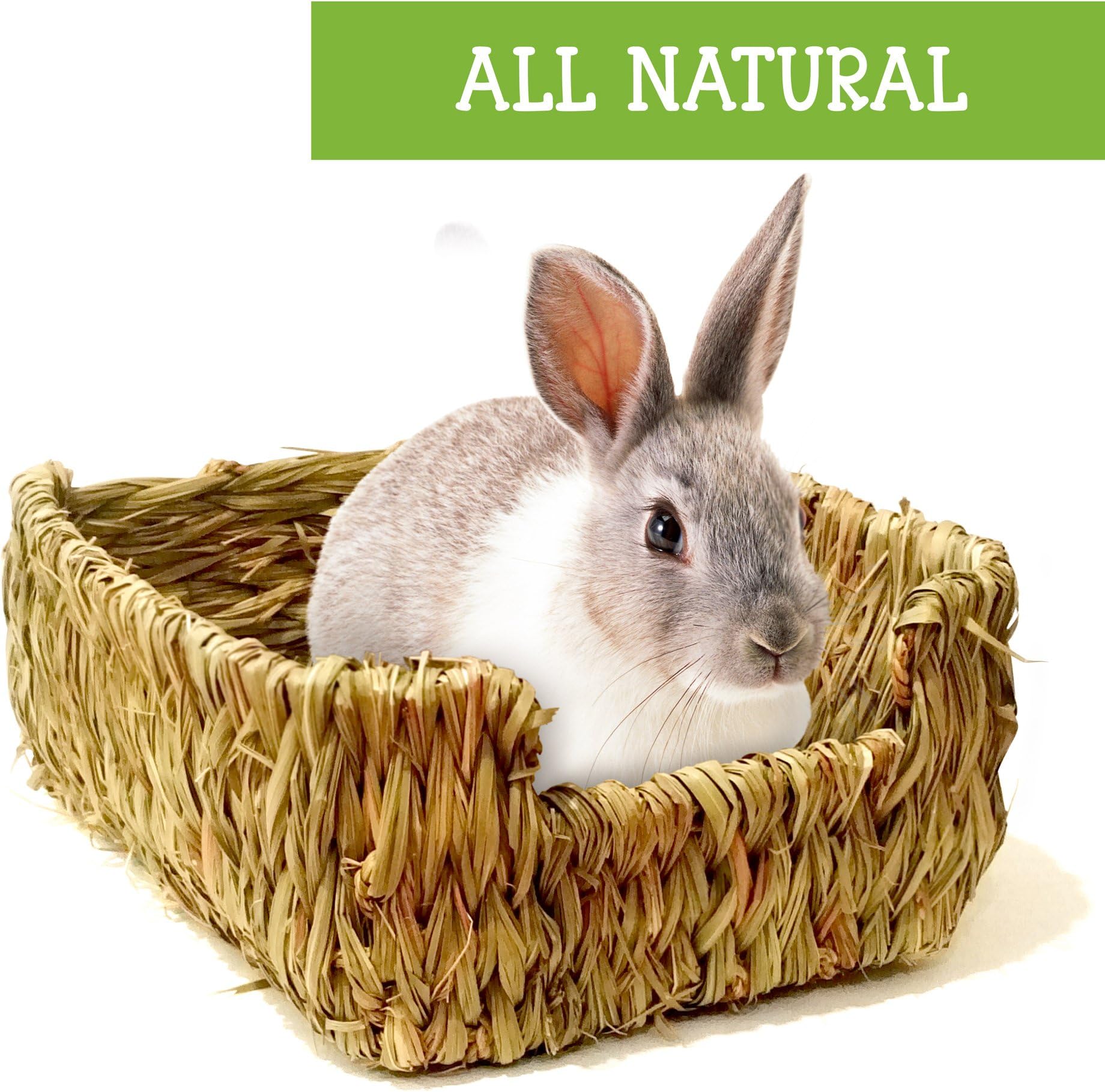 Naturally PAWesome's Woven Grass Bed Furry Critter Lounge for Rabbits, Guinea Pigs, Chinchillas, Hamsters, Ferrets, and Other Fuzzy Pet Rodents