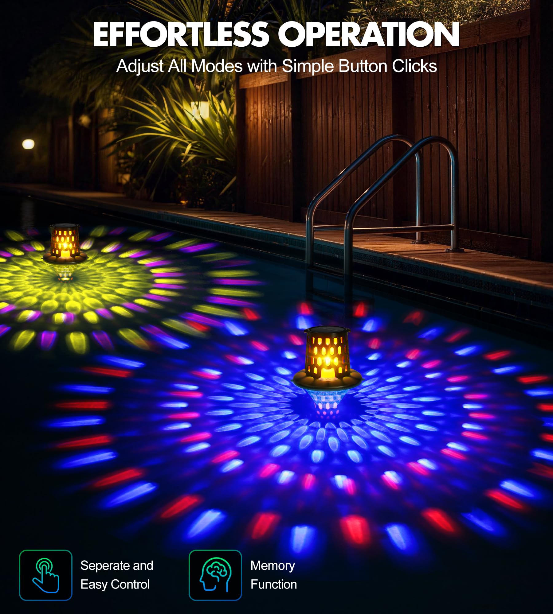 LuxBlue Lampe Piscine Flottante, Lumière Piscine Flottante Hors Sol avec Spectacle de Lumières Sous l'eau, Eclairage LED Piscines Etanche IP68, Lampe Solaire Piscines Lumiere pour Spa,Baignoire,Jardin