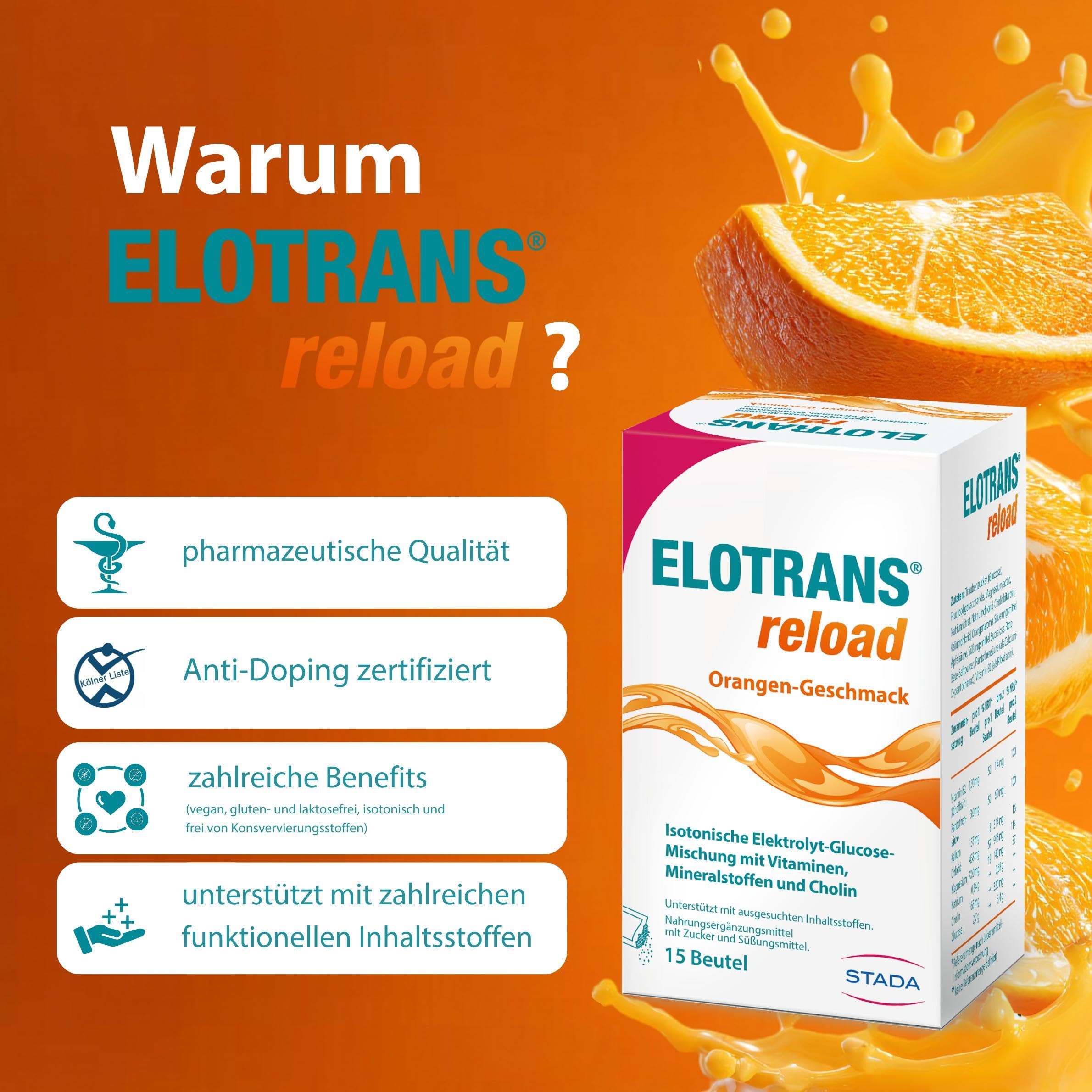 ELOTRANS reload Elektrolyte Pulver Sport, Orange, 3x 15 Beutel