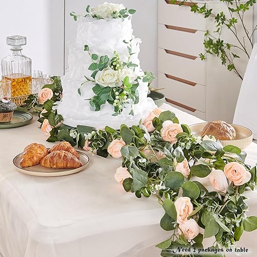 Miniatura 2 de Guirnalda de flores artificiales de vid de rosas colgantes, rosas falsas para boda, fiesta de cumpleaños, San Valentín, Navidad, decoración de arco