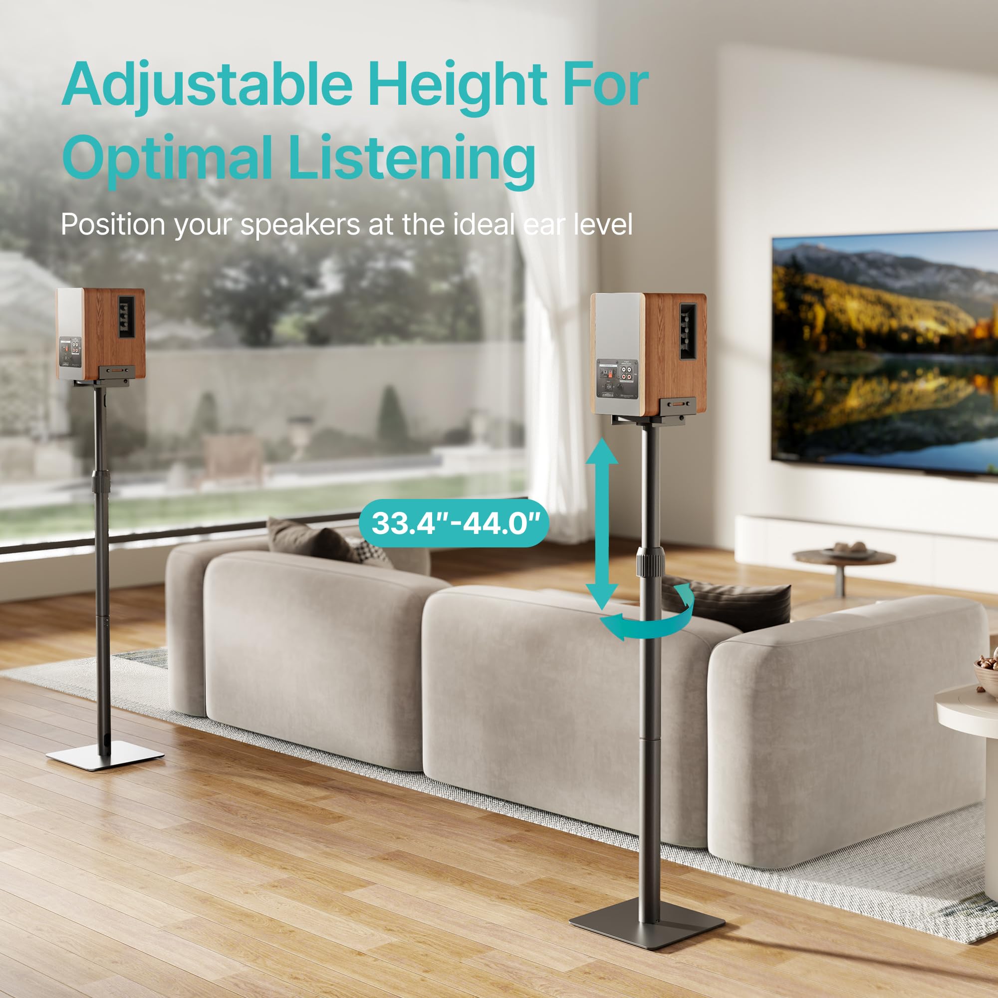 Pegzone Supporto universale per altoparlanti, altezza regolabile da 85,8 cm a 112,8 cm, portata 5 kg, compatibile con Bose/JBL/Sony, nero, set da 2 (coppia)