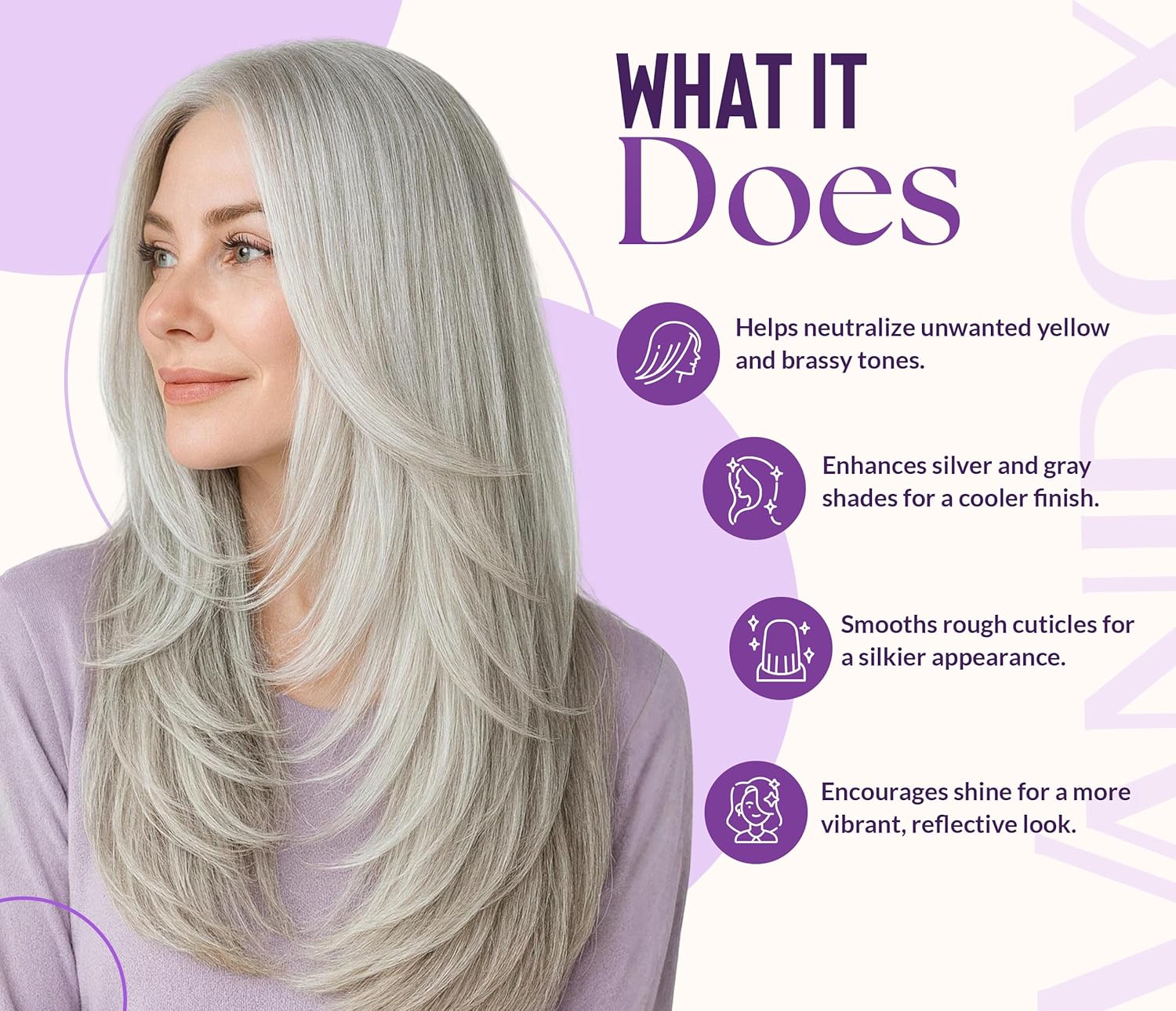 Deep Conditioning Silver Shine Purple Hair Mask for Gray Hair, Purple Toner for Brassy, Bleached, Silver, or Color Treated Hair, Restore Moisture & Brighten Dull Hair, Sulfate Free, Made in USA, 8oz - Image 3
