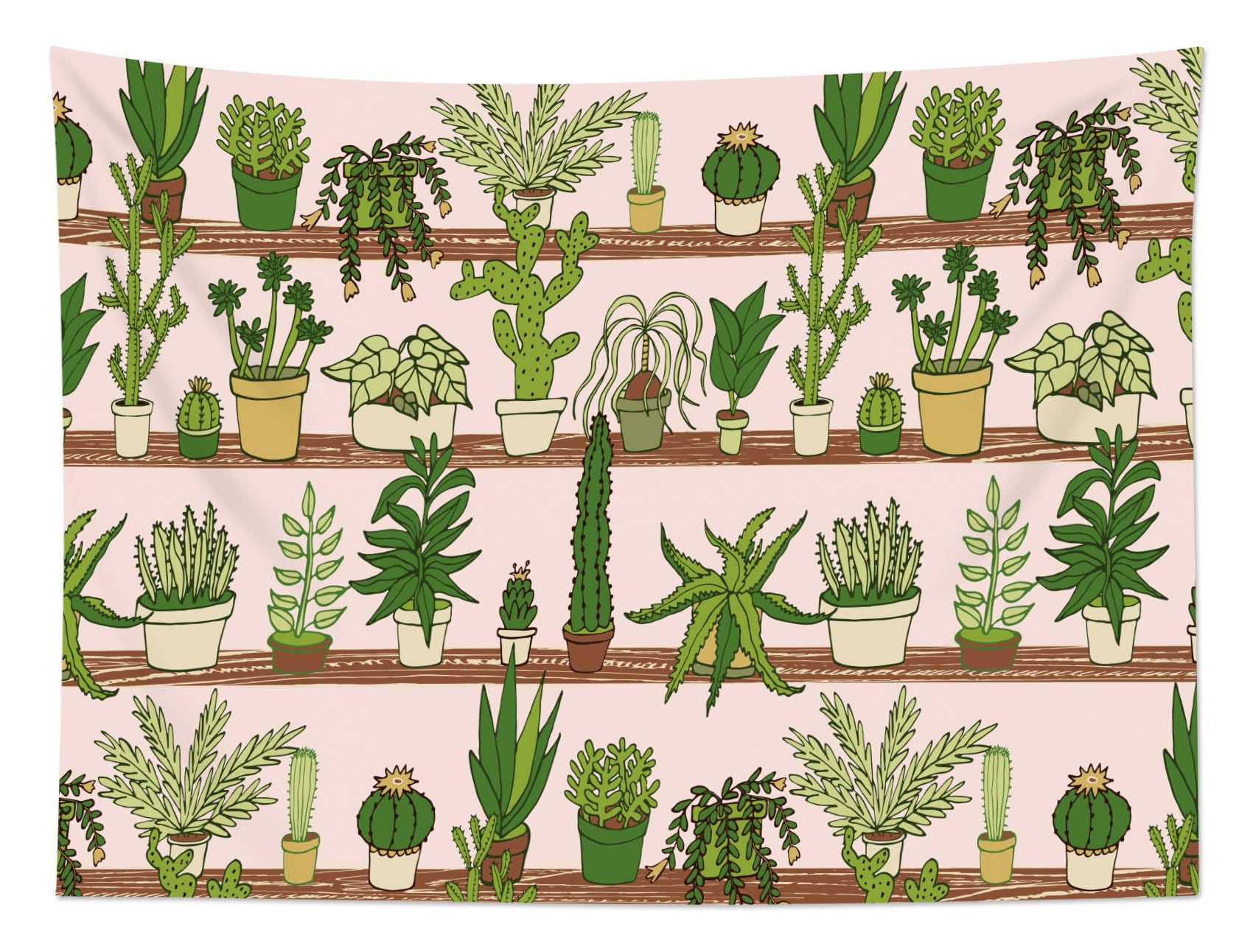 HVEST Cactus Tapestry Wall Hanging Tropical Succulent Plant on Pink Tapestry for Bedroom, Watercolor Botanical Wall Art for Living Room Dorm Decor,