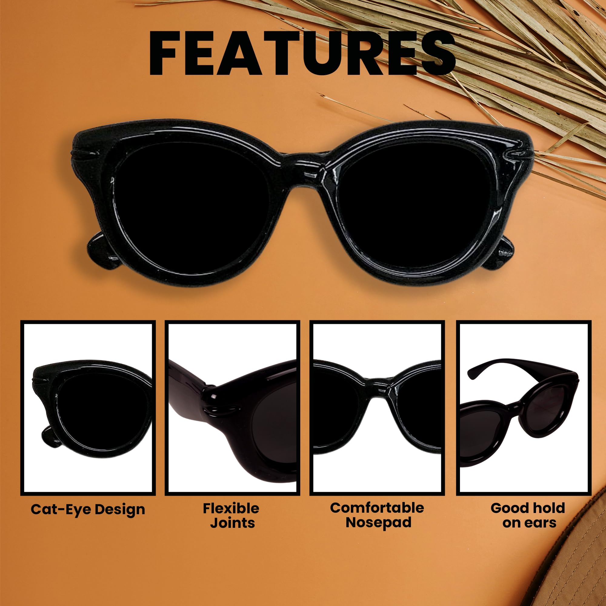 Koochie-Koo Plastic Cat Eye Frame Classic Sunglasses, Cooling Glasses for Kids, Glossy Finish Sunglasses for Girls, with Cute Car Shaped Storage Case, 4-10 Years (Pack of 1, Purple) - Image 3 thumbnail