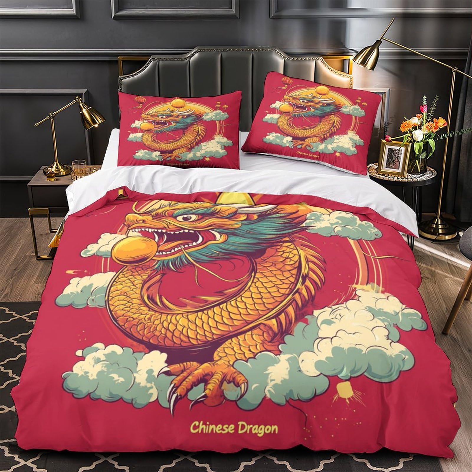 Drap de couette dragon chinois lavable machine pour en finir avec le linge de lit terne