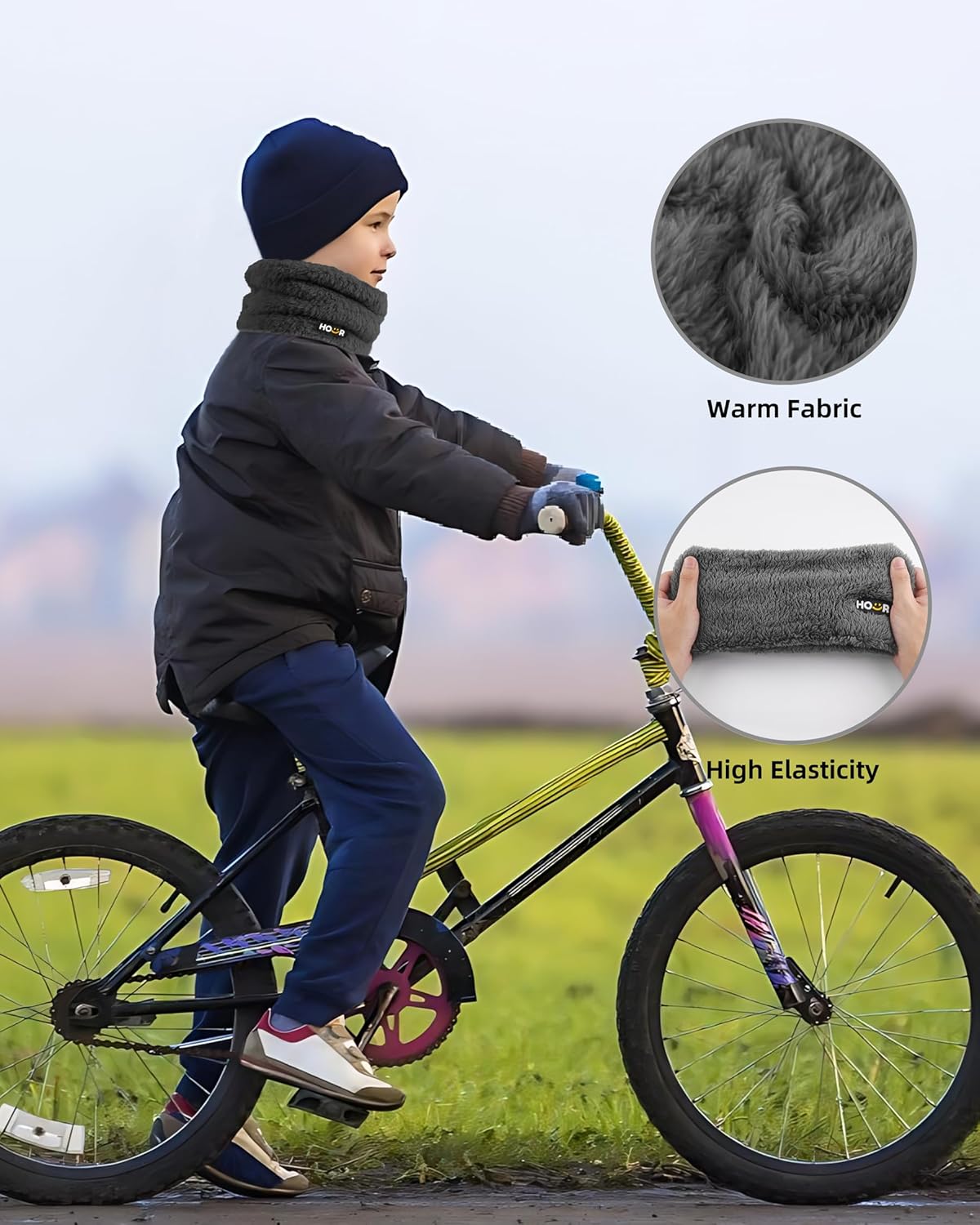 Polar Fleece Kids Neck Warmer Infinity Scarf Winter Neck Gaiters For Boys Girls Face Cover Ski Mask - Image 6