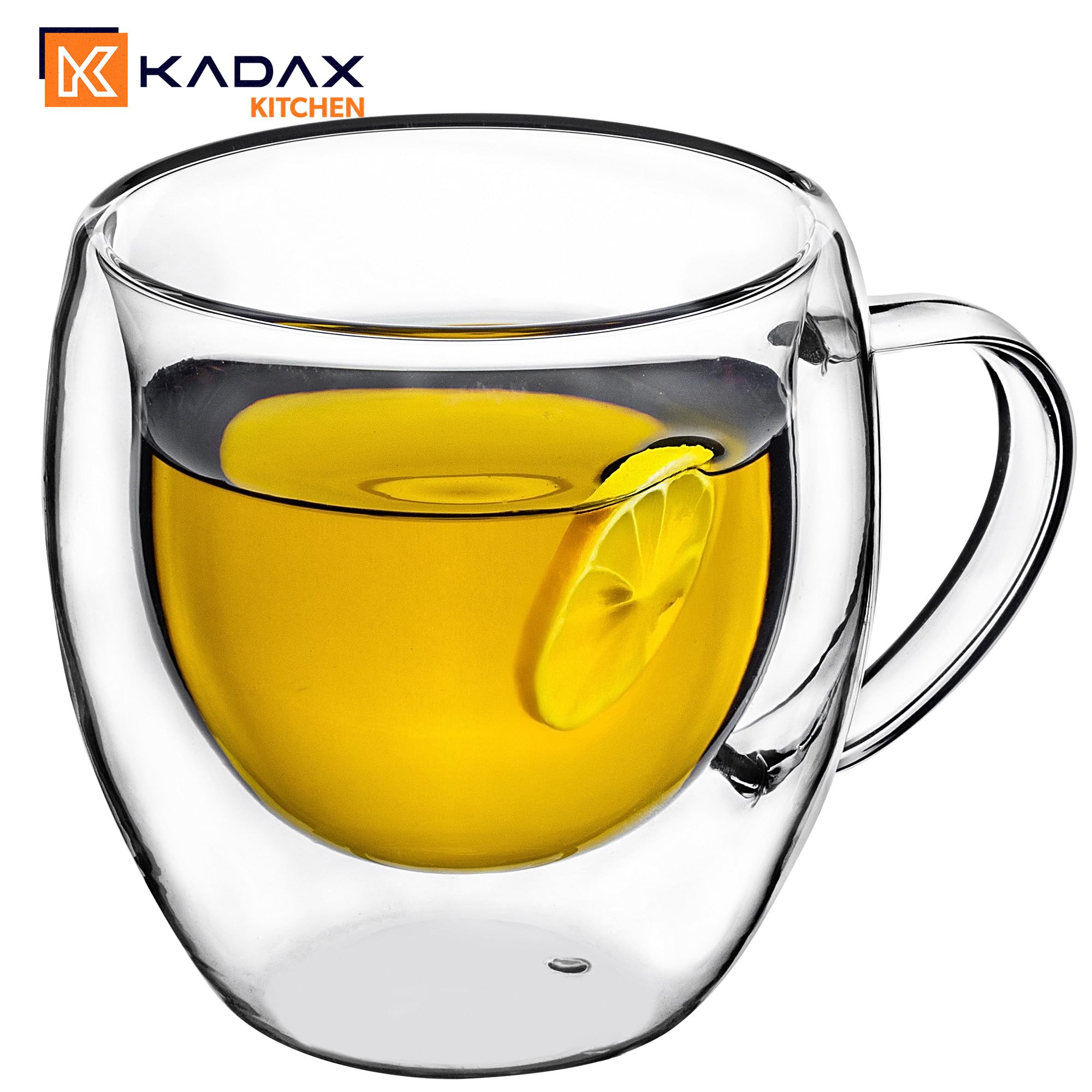 KADAX doppelwandige Kaffeetassen, 2er Set à 250 ml – Glastassen mit Henkel für Kaffee, Tee, Cappuccino, Latte Macchiato & Espresso, hitzebeständig & stilvoll servieren Küche, Haushalt & Wohnen