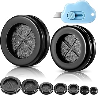 Round Rubber Plug Hole Grommet Kit 7 Sizes Black Double Sided Electrical Firewall Gasket Kit with Retractable Box Knife fo...