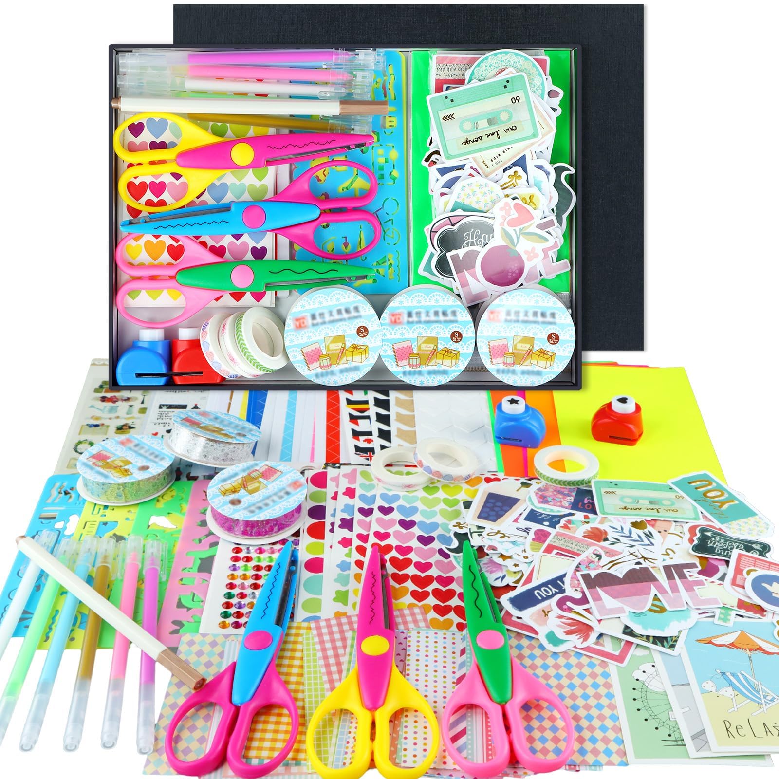SICOHOME Scrapbook Supplies Kit - Bullet Junk Journaling Scrapbooking Set with Stationery Paper Stickers Tapes Scissors Markers - Birthday Gift for Starter