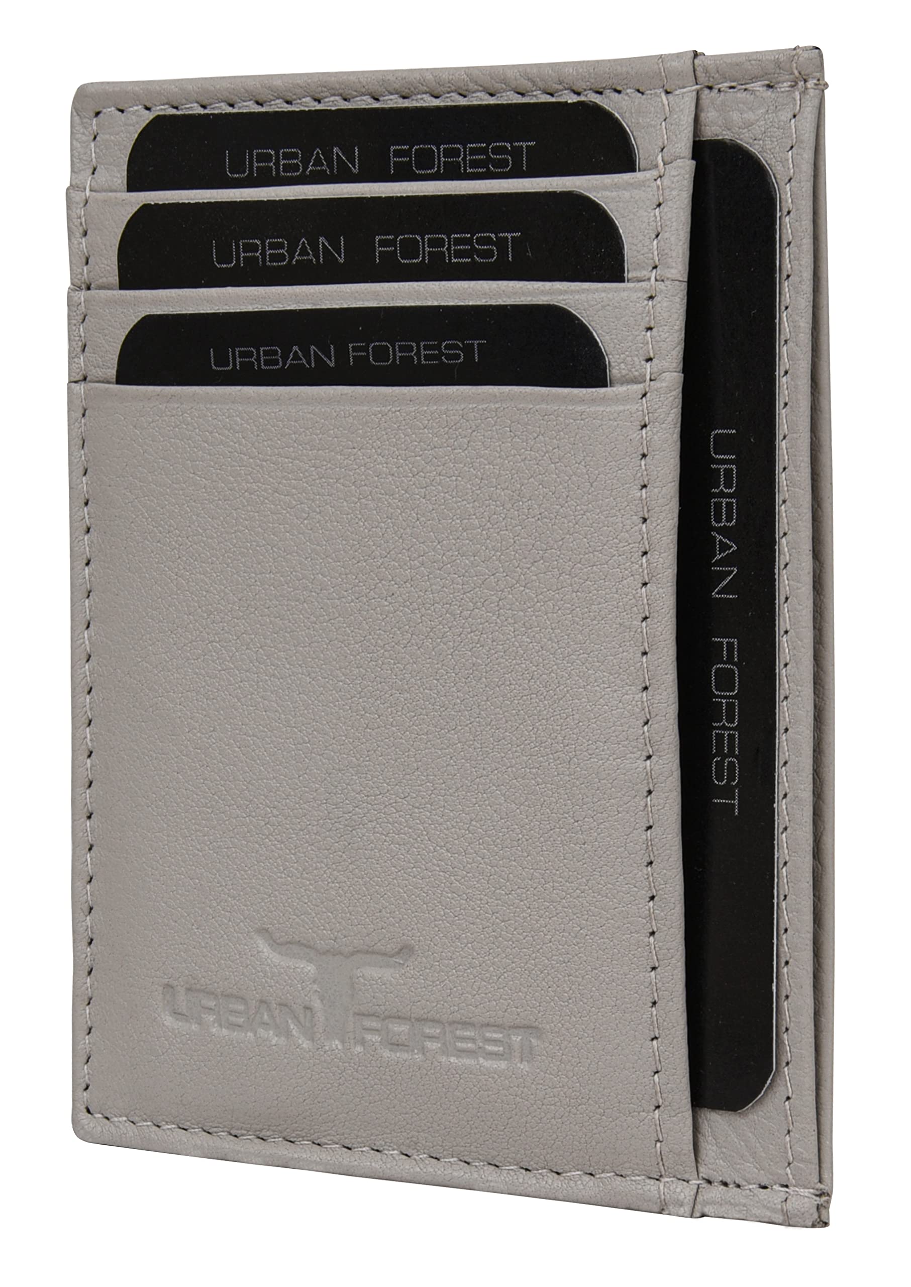 URBAN FOREST Off White Chris Sand RFID Blocking Leather Card Holder for Men