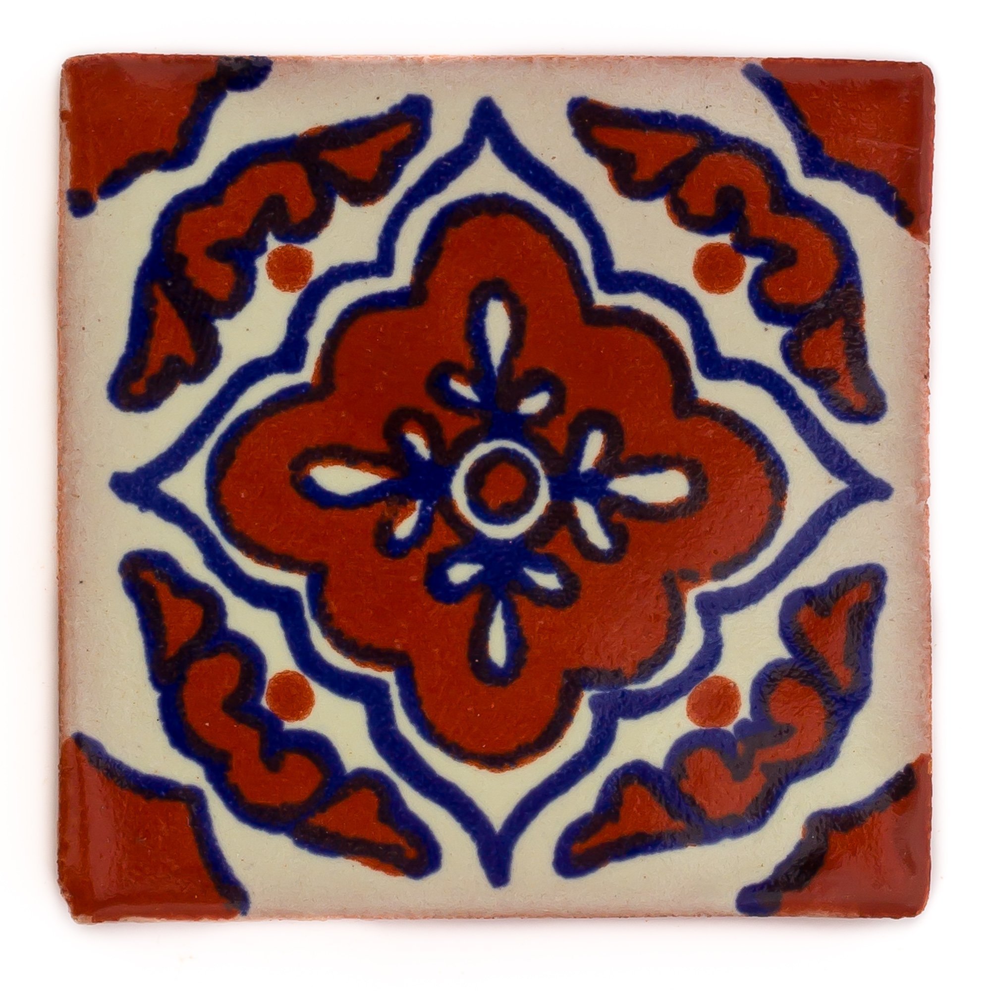 Ceramiczna meksykańska płytka - 5 cm - ręcznie wykonana i etycznie wymieniona przez Tumia LAC, 5 x 5cm,5mm