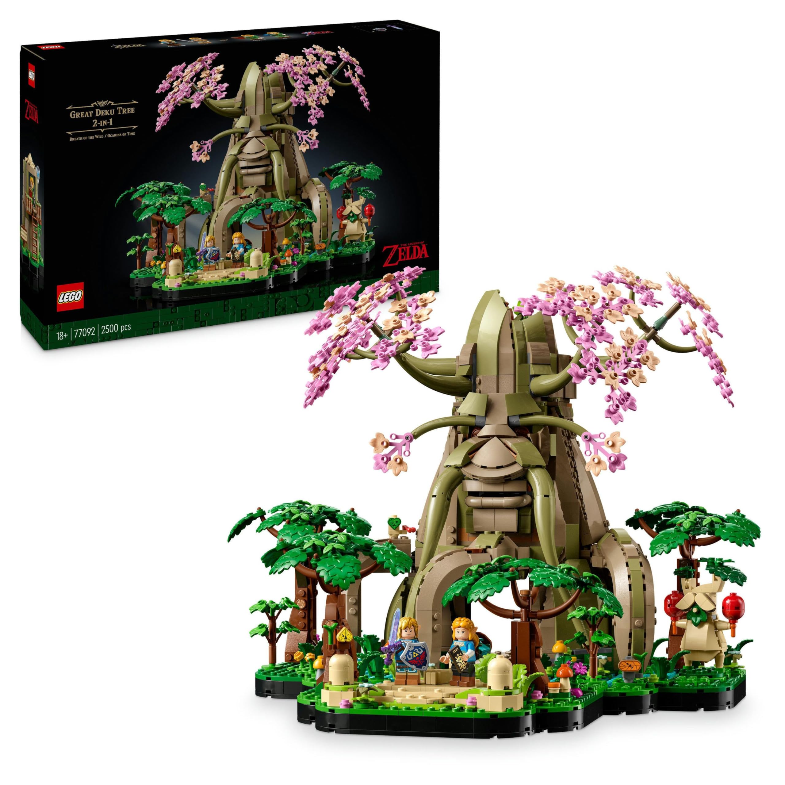 LEGO The Legend of Zelda Grote Deku-boom 2-in-1 Bouwpakket voor Volwassenen met 4 Minifiguren om te Verzamelen, Herbouwbare Huis- en Kantoor Decoratie, Cadeau voor Hem of Haar 77092