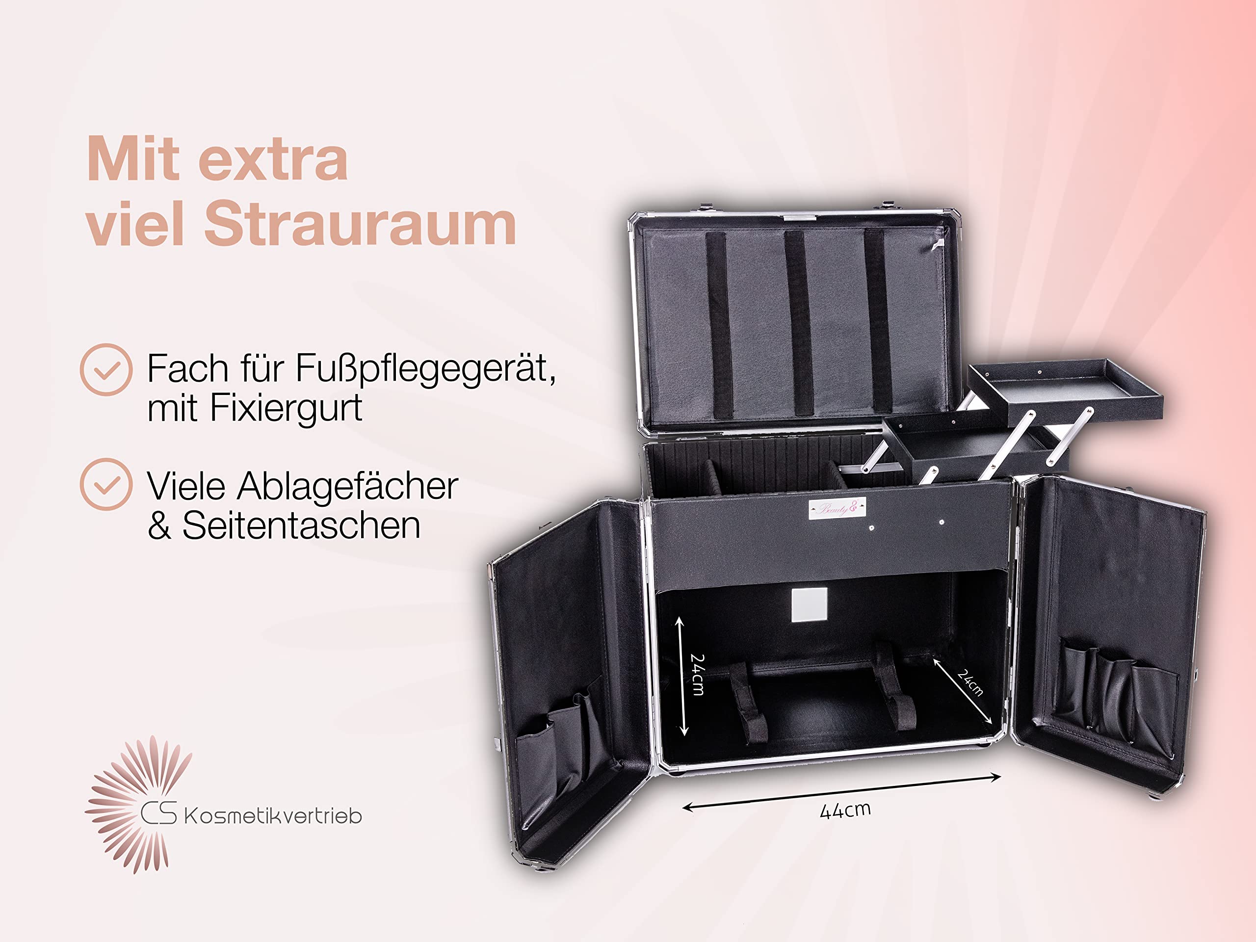 Fußpflegekoffer Mobile-Fußpflege, Glamour Rosagold | Leicht & Robust, Elegantes Design, Effiziente Organisation, Mühelose Mobilität, Perfekt für Fußpflegedienst und Hausbesuche