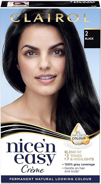 Clairol Nice'n Easy Crème Permanent Hair Dye, 2 Black, 240g
