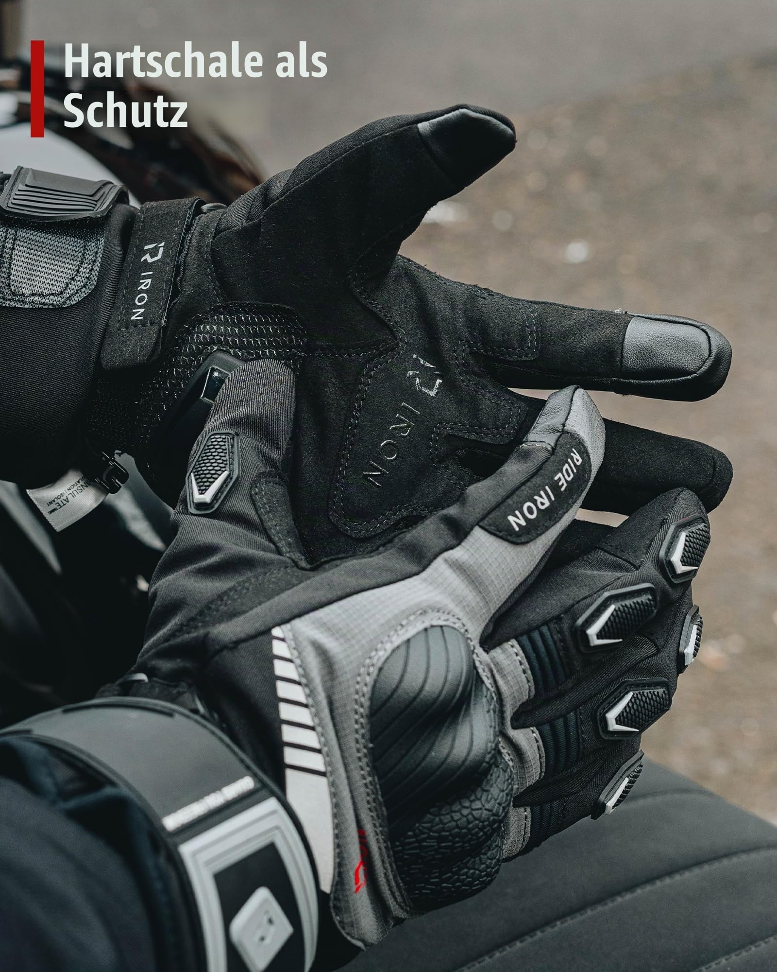 RIDEIRON Winter Motorradhandschuhe Herren, Warm & Wasserdicht, Touchscreen, Verstärkte Zone, 3M Isolierung für kalte Temperaturen，M-XXL