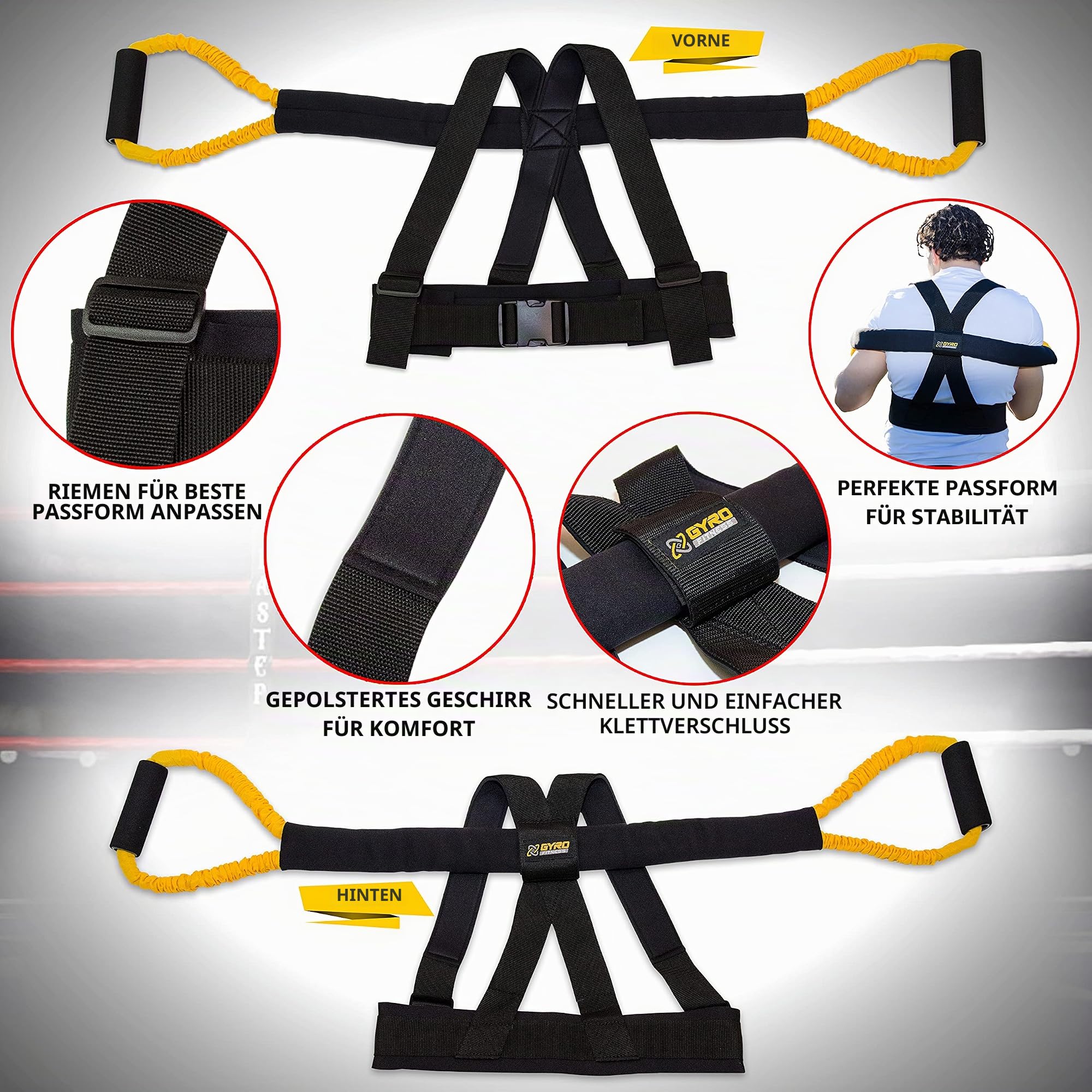 GYRO Fitness | Shadow Boxer Pro | Box-Widerstandsbänder-Set für Schattenboxen, kommt mit Knöchel-Widerstandsbändern mit Manschetten und Knöchelriemen | ideale Ergänzung für Ihre Heimboxausrüstung