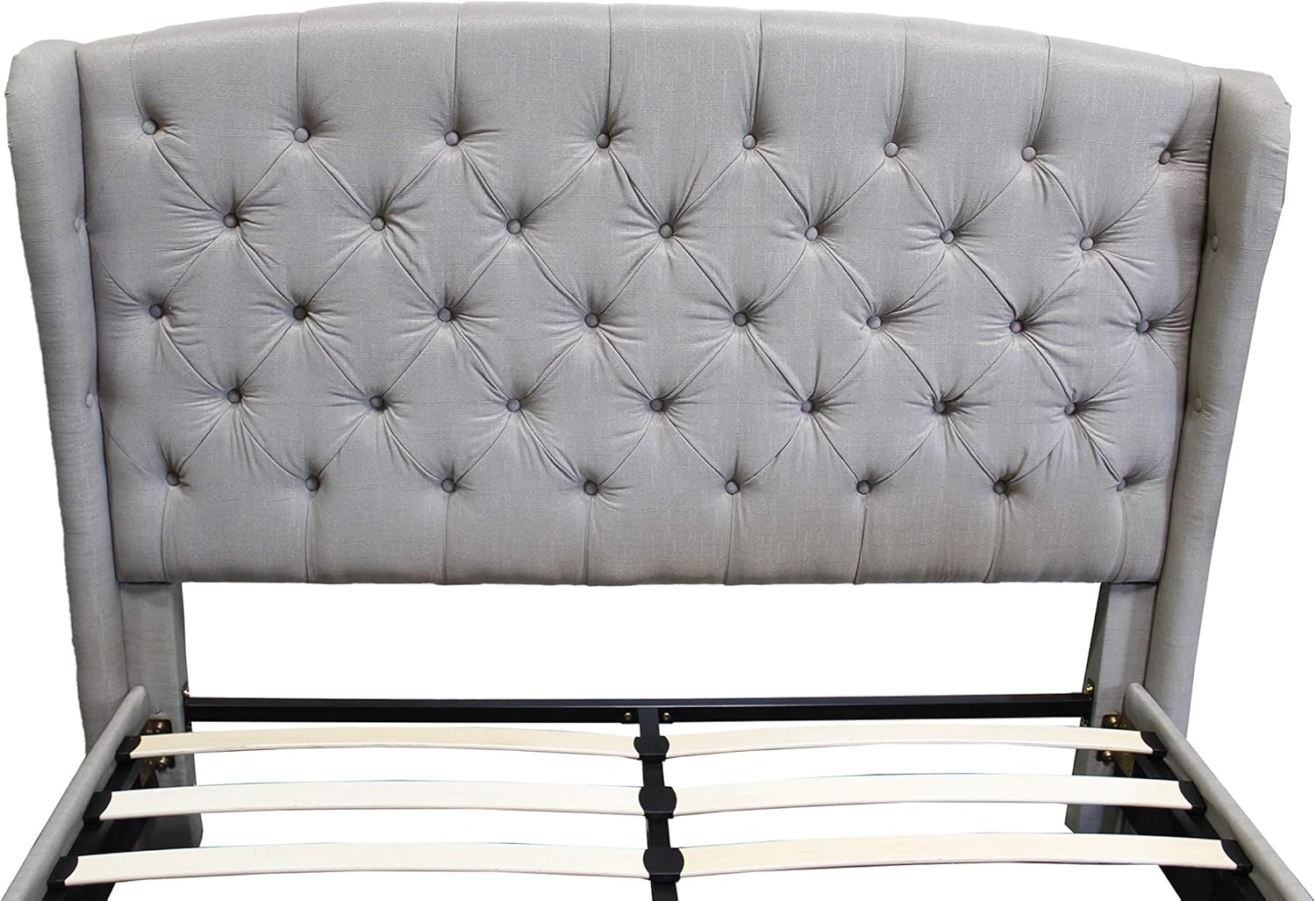 Best Master Furniture Yvette Upholstered Tufted with Wingback Platform Bed California King, Grey