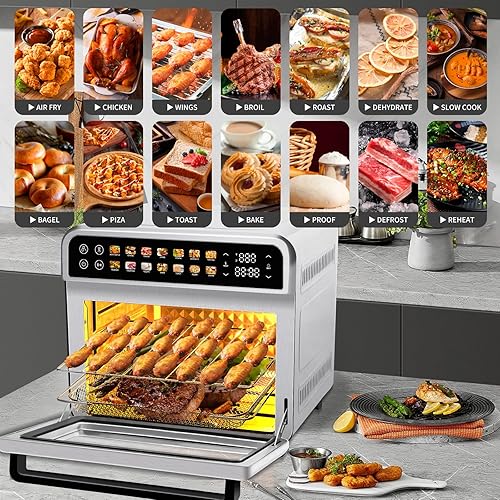 Miniatura 3 de SEEDEEM Combo de freidora de aire de 32 cuartos de galón, horno de convección extra grande 14 en 1 con pantalla táctil LED, horno de encimera de