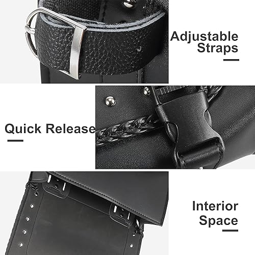 Miniatura 5 de Motoforti Bolsa de herramientas para motocicleta, bolsa para manillar, bolsa de equipaje de ciclismo, impermeable, piel sintética, color negro