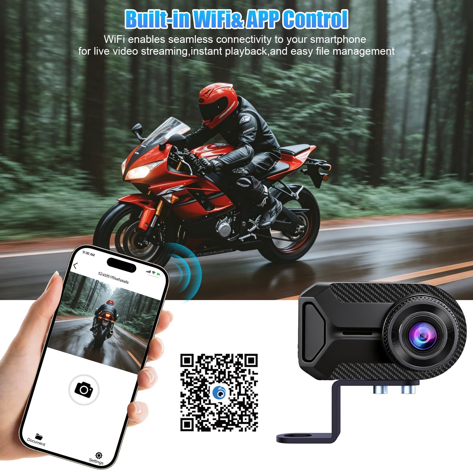 OBEST Mini Dashcam para Moto 1080P Cámara, Gran Angular de 120°-150°, IP67