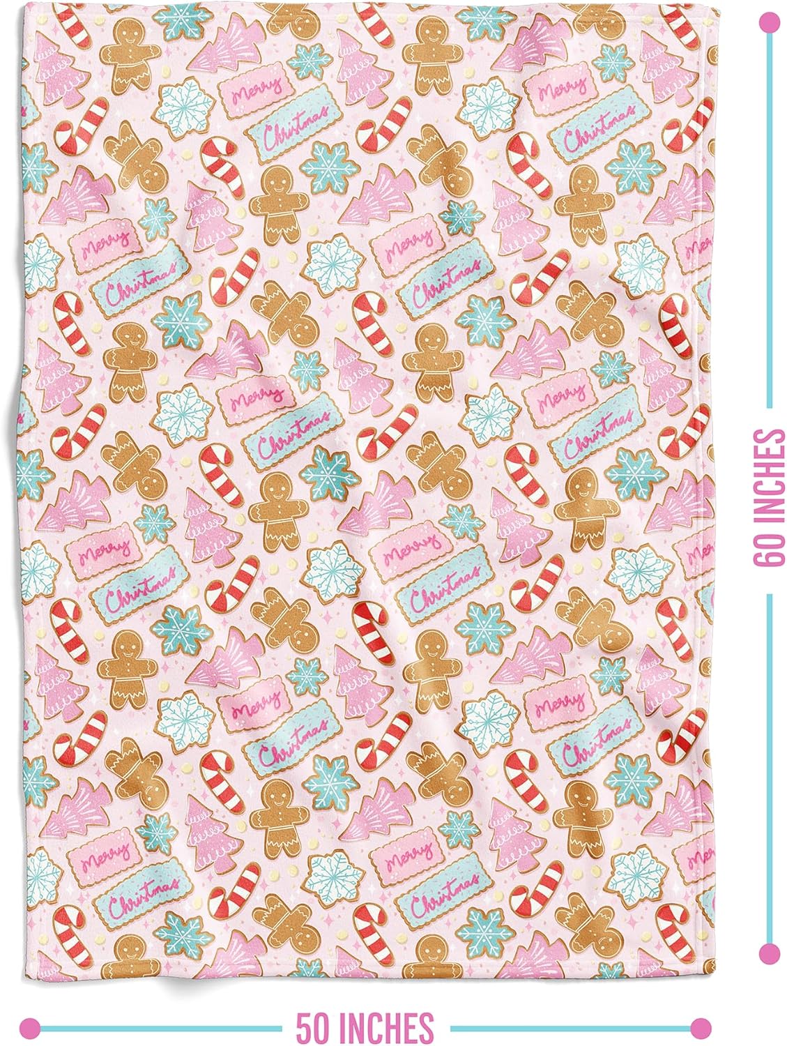 Pink Christmas Throw Blanket - Stylish and Cute Throw Blanket for Couch, Chair or Bed - Pink Christmas Decor - Soft & Plush - 50 x 60 - Image 4