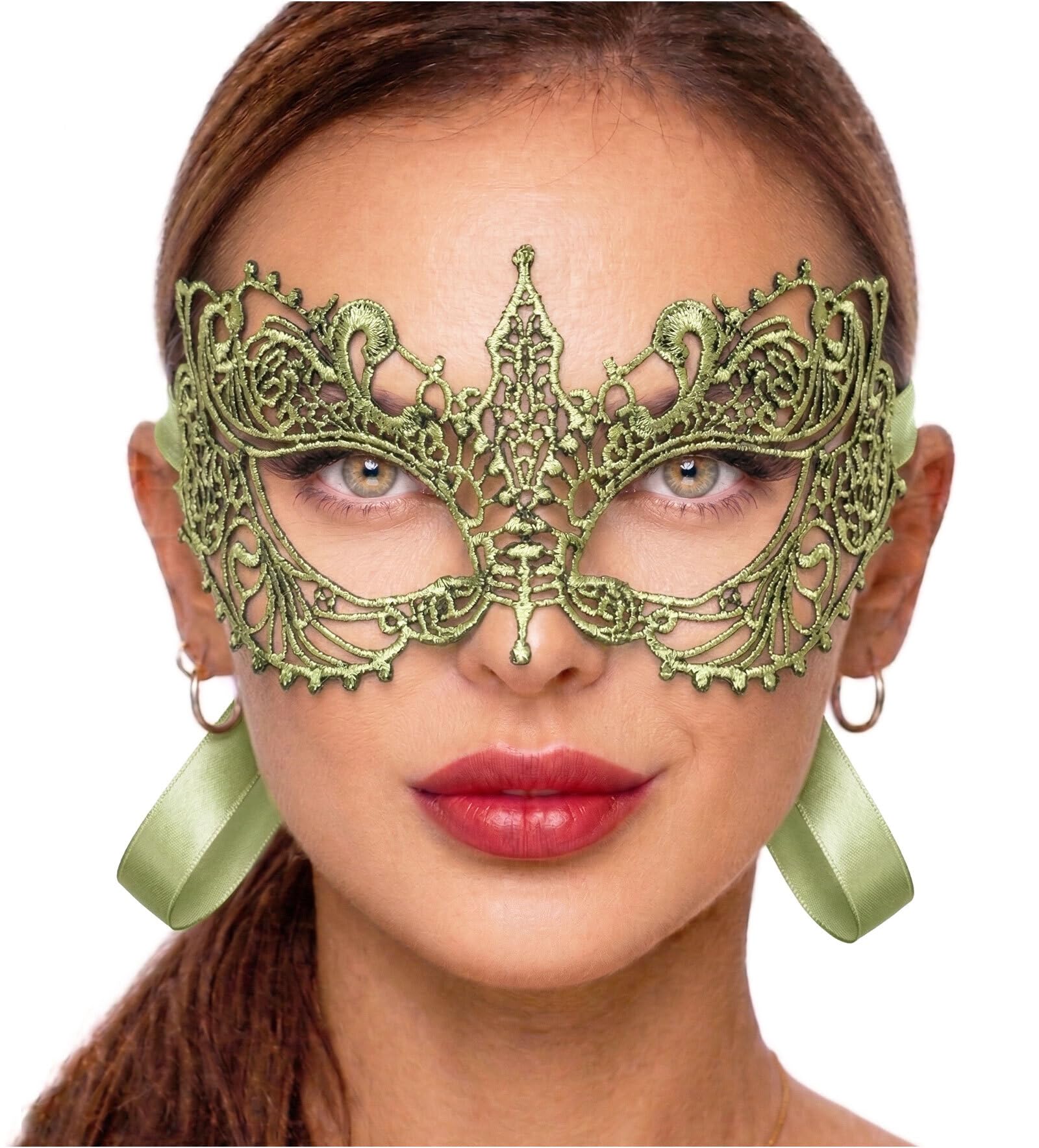 Masquerade Mask For Women Lace Masquerade Masks for Masquerade Party, Ana Green Olive, One Size — image 1
