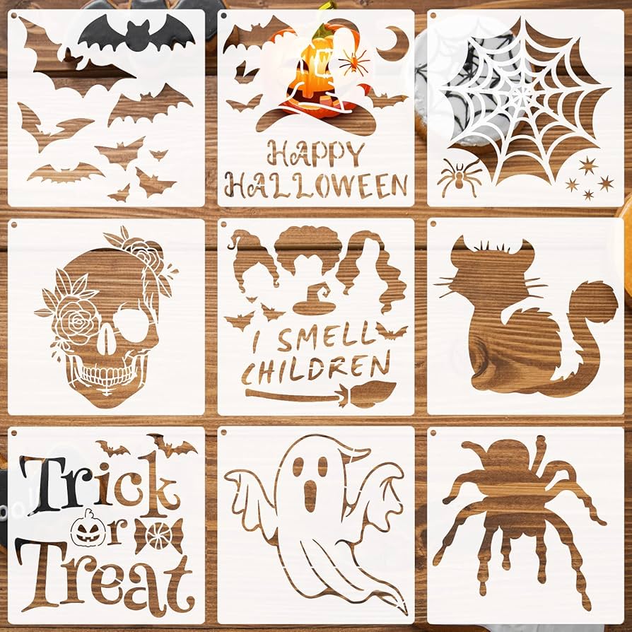 Amazon.com: Halloween Stencils for Painting on Wood Walls Crafts Canvas, Reusable Happy Halloween/Trick or Treat/Spider Web/Skull/Bats/Cat/Ghost Painting Stencils for Halloween Decorations : Tools & Home Improvement amazon-com-halloween-stencils-for-painting-on-wood-walls-crafts-canvas-reusable-happy-halloween-trick-or-treat-spider-web-skull-bats-cat-ghost-painting-stencils-for-halloween-decorations-tools-home-improvement