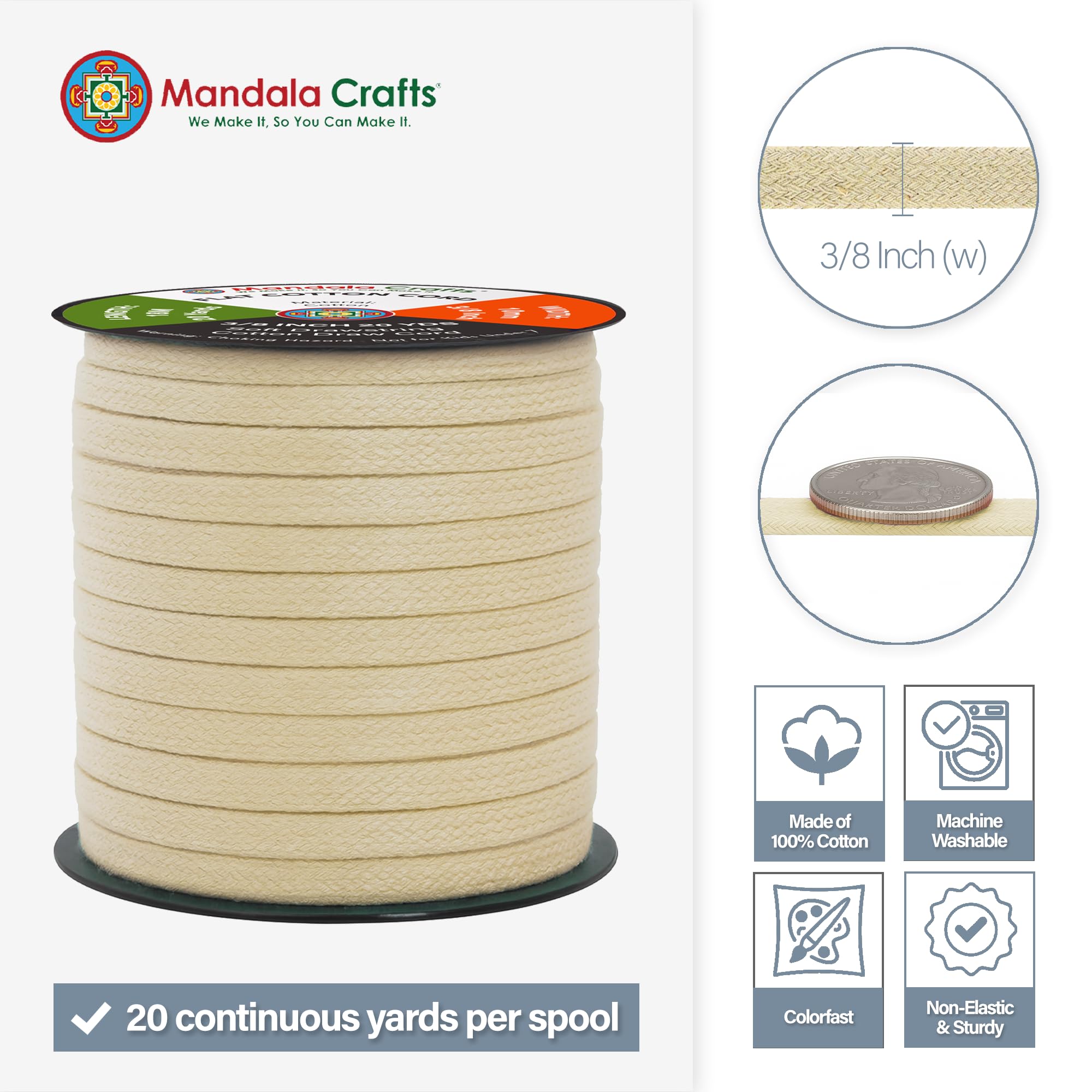 ギフトコットン Amazon.com: Mandala Crafts Beige Flat Drawstring Replacement