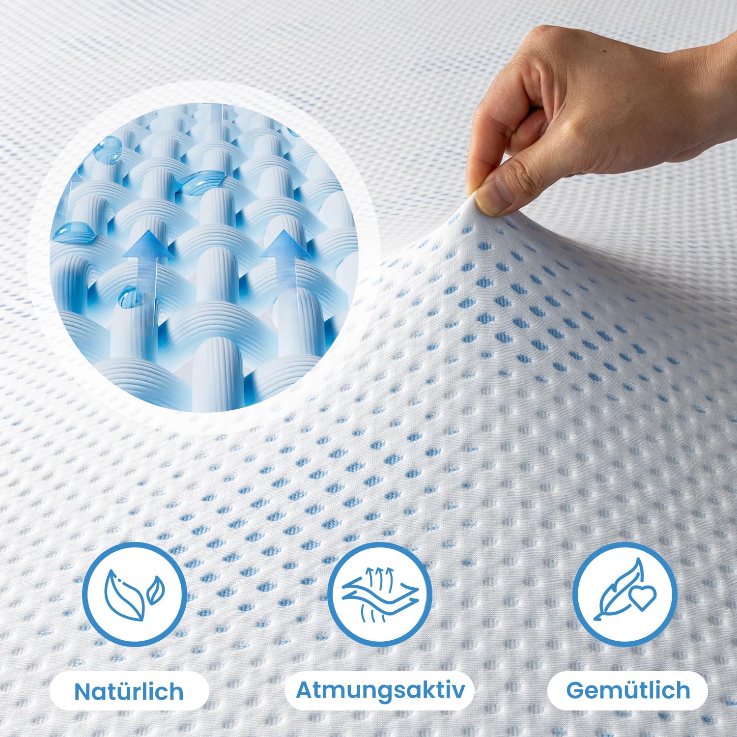 BedStory Harter Topper 180x200cm-7,6cm Höhe Gel Matratzentopper H3/H4 aus Kaltschaumkern, Matratzenauflage für Boxspringbett Wohnwagen Schlafsofa