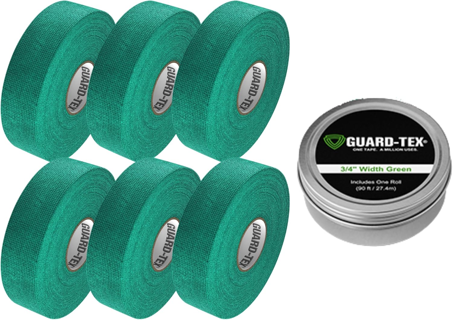 Guard-Tex® Blue Athletic Finger Tape - Self-Adhesive Natural Cotton Air-Mesh™ No Residue - 3/4 Inch - 6 Pack x 90ft (540ft) USA Made