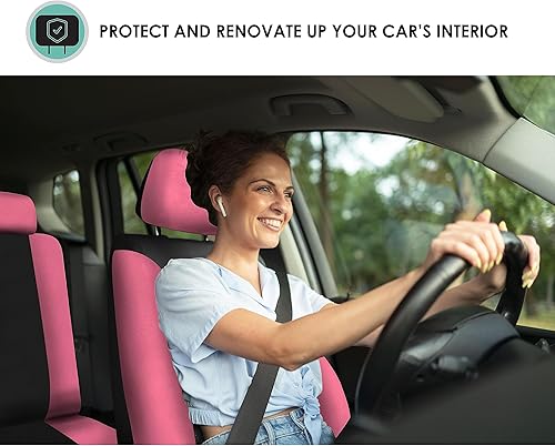 Miniatura 4 de Juego de funda para asiento bolsas de aire de tela negra ligera y fresca FH Group FH-FB030115-SEAT lista para separar se ajusta a la mayoría de