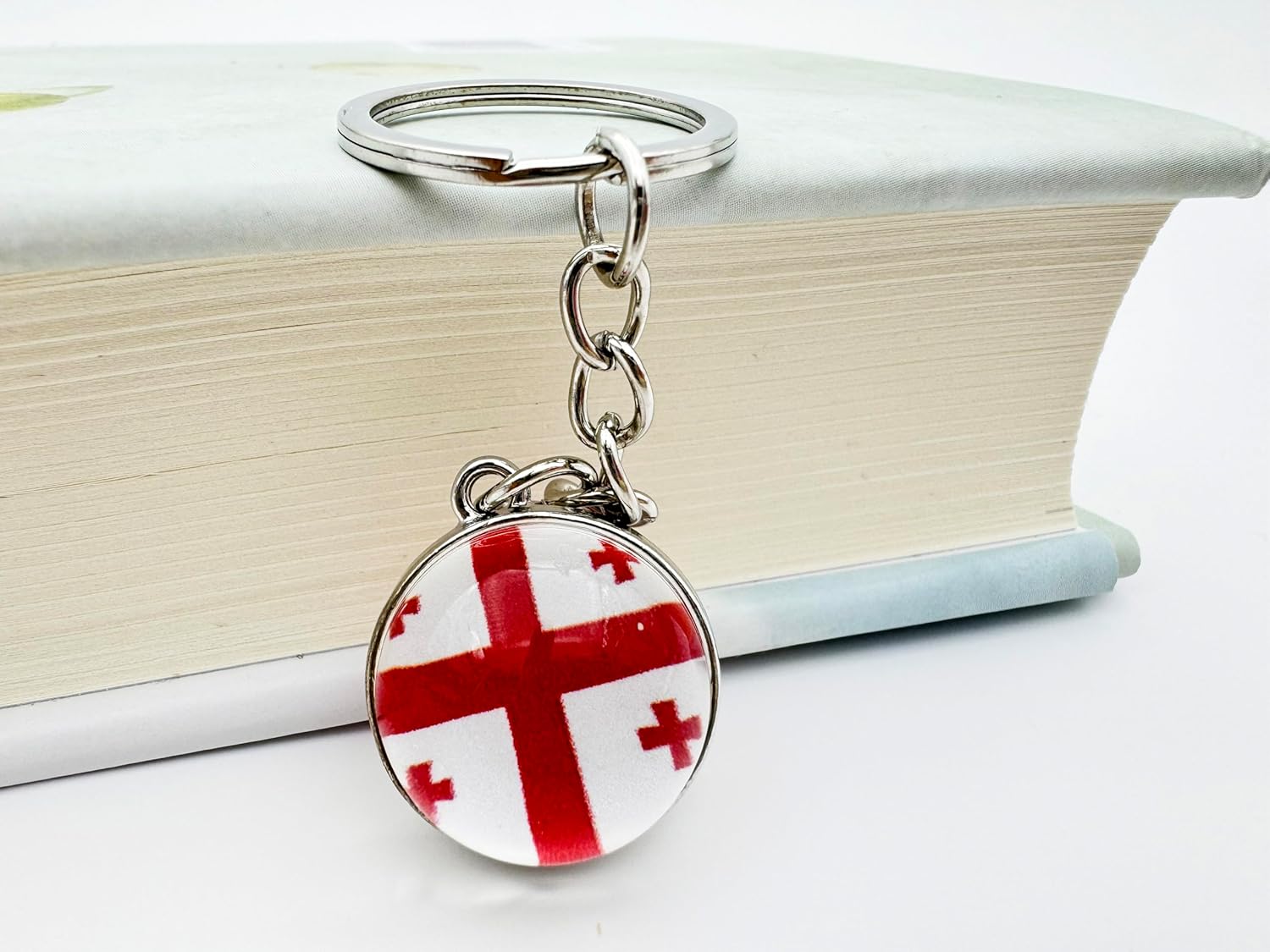 3 Pcs Georgia Flag Key Chain,Cool Keychain for Car Keys, Stainless Steel Keyrings & Keychains,Used for Home Decoration, Jewelry Hanging Decorations. - Image 4