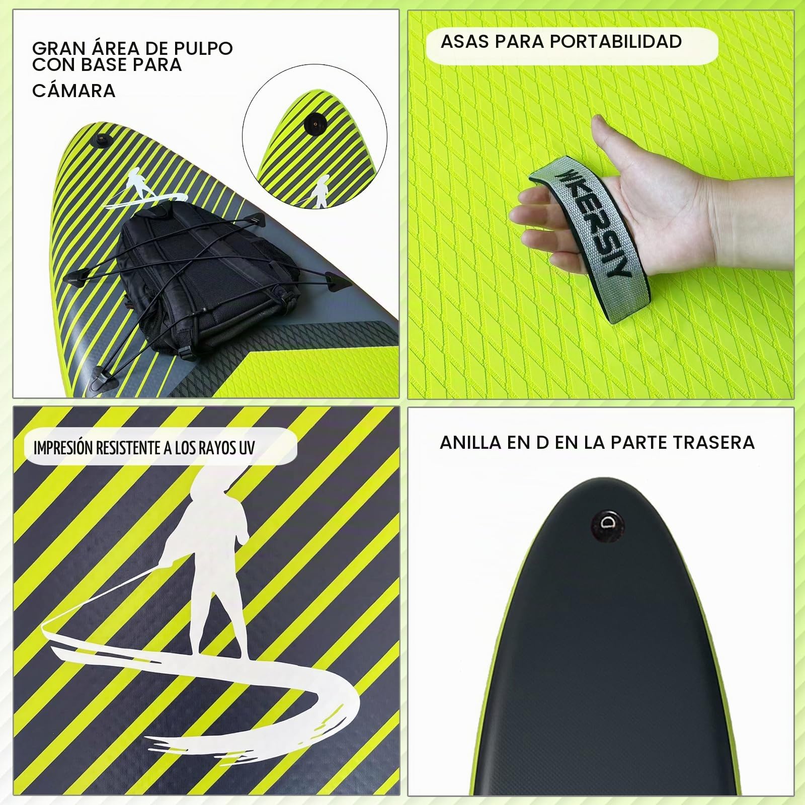 Tabla Sup Inflable 335cm Polivalente, Set Completo con Remo Ajustable, Bomba de Aire, Mochila y Accesorios, Estable Antideslizante para Deportes Acuáticos Principiantes y Profesionales