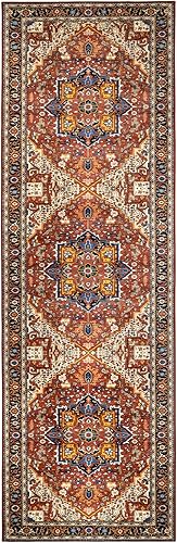 Vista 120 de Moynesa Alfombra de pasillo ultrafina lavable, vintage, de 2 pies 6 x 8 pulgadas, antideslizante, resistente a las manchas, resistente a