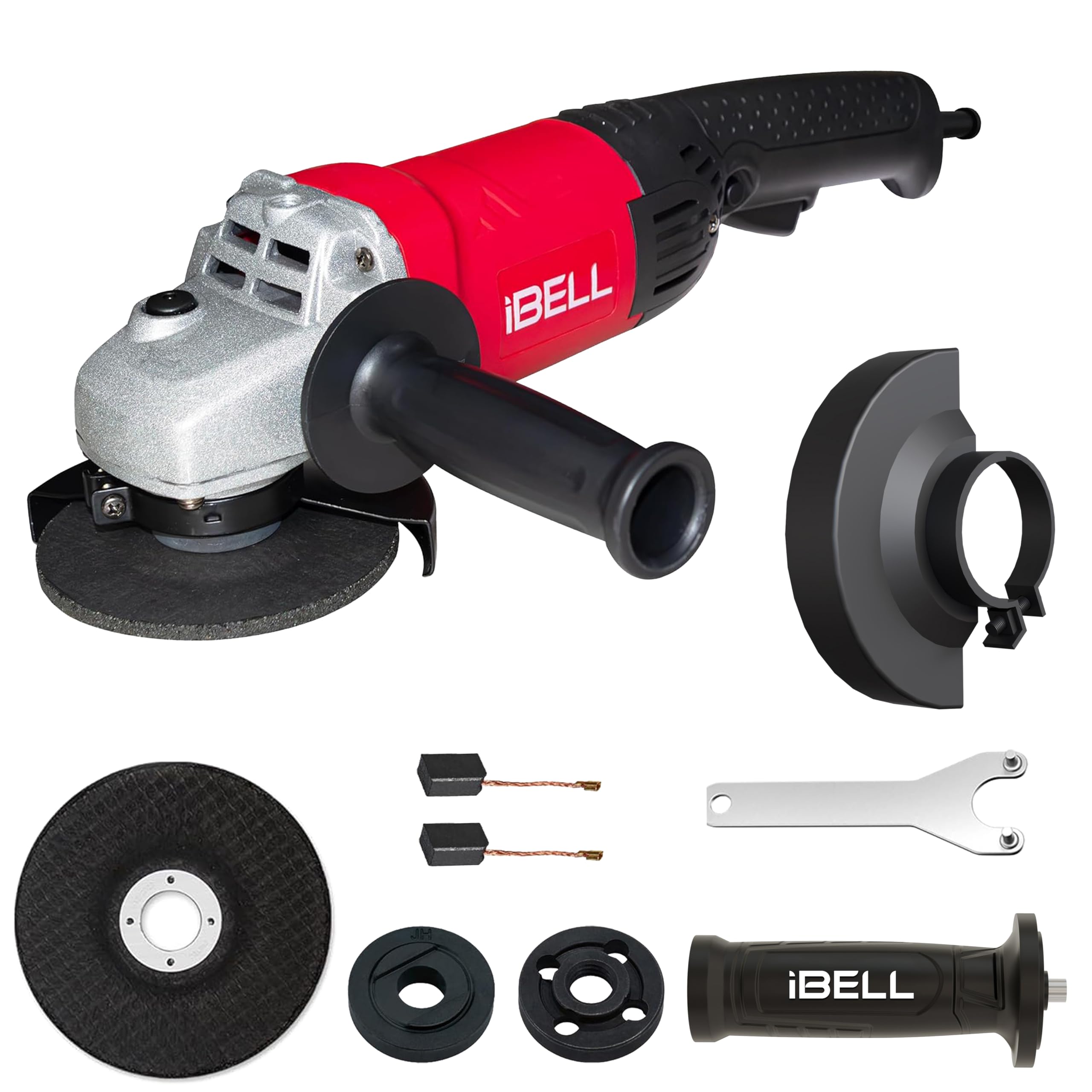 iBELL Angle Grinder AG25-50, 5”/ 125mm Disc Dia,1400W Heavy Duty, Copper Armature, 9000 RPM with Side Handle and Guard