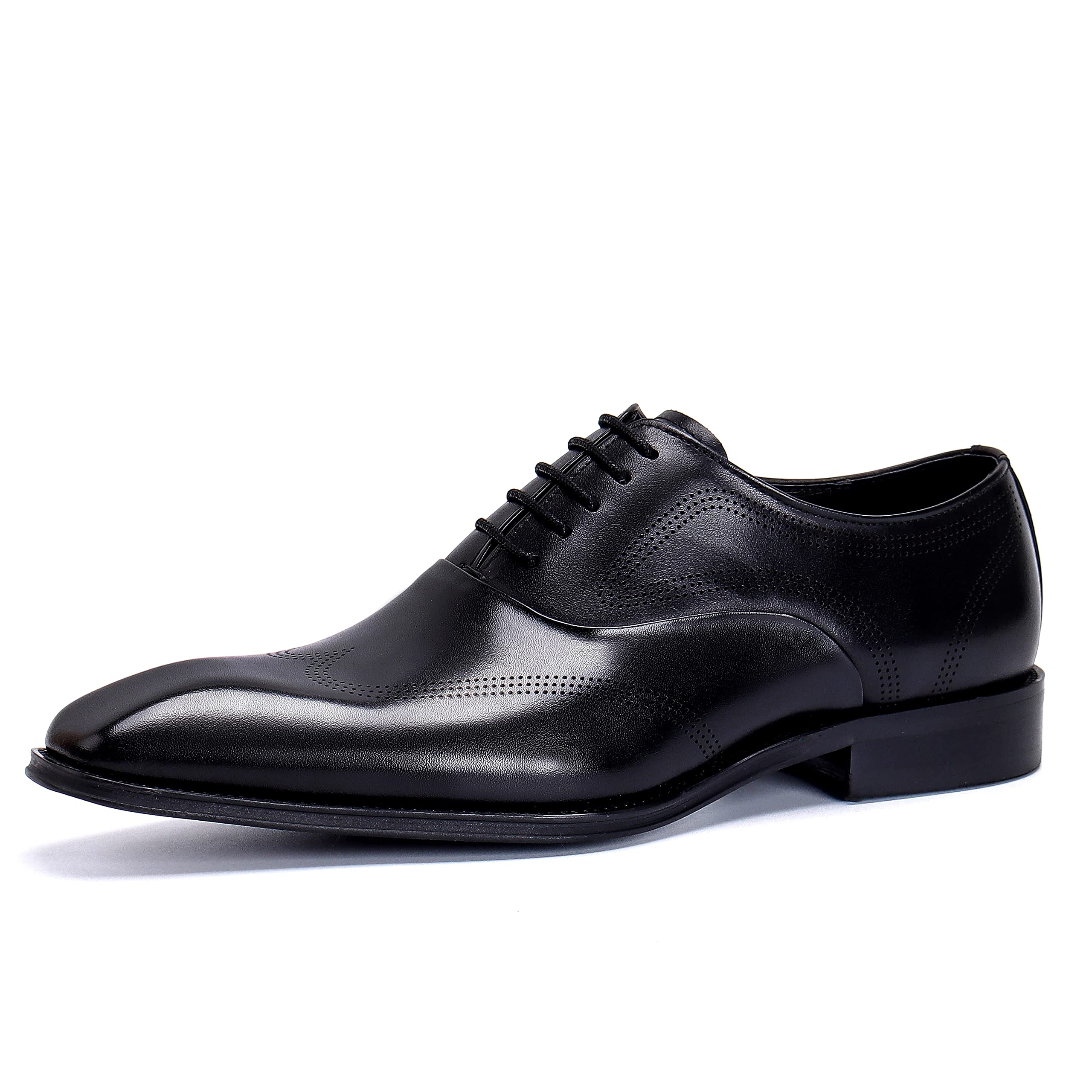 Oxfords Casuales Negocios para Hombres Brogues de Vestir Formales Trabajo Zapatos Bajos con Cordones en Cuero Genuino