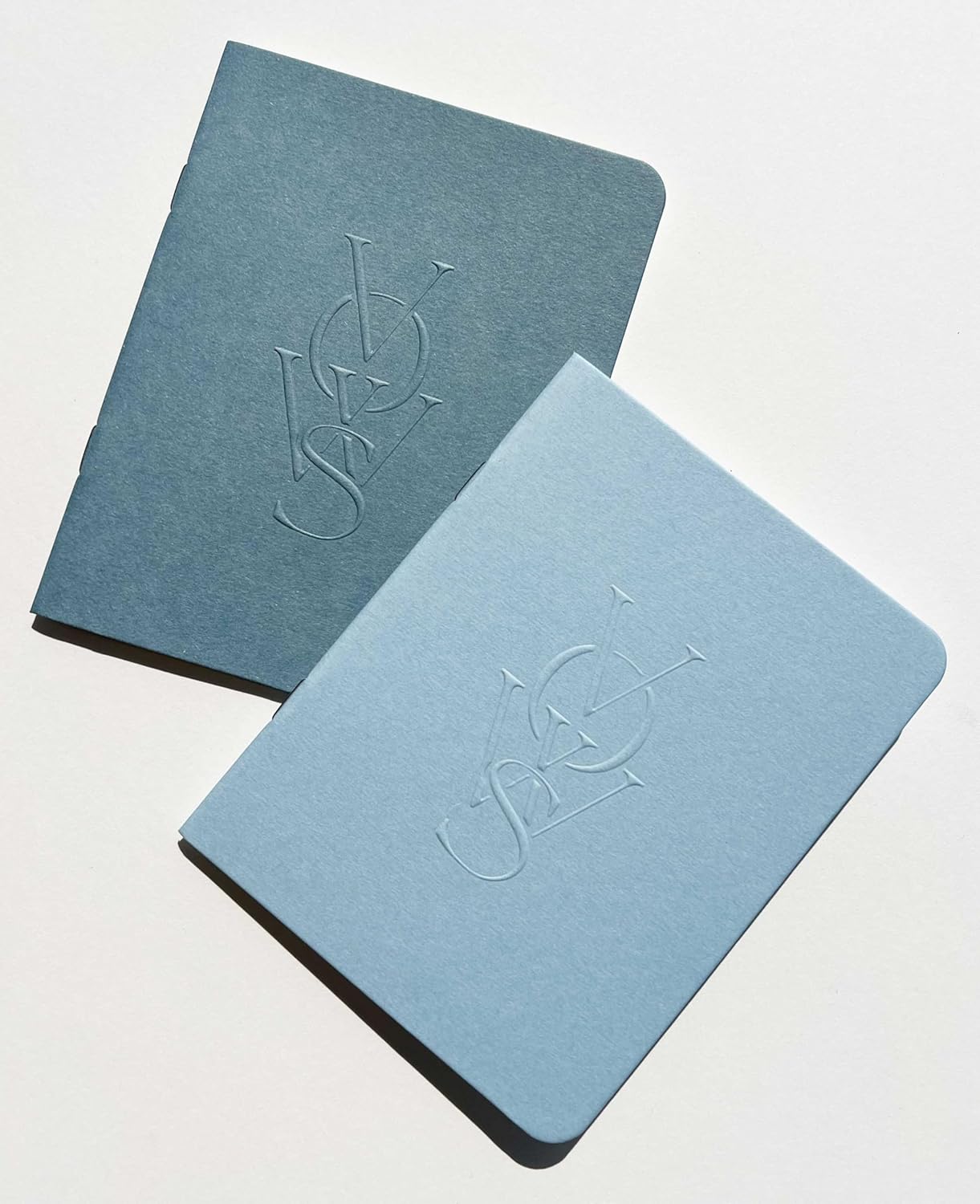 SOLE PAPER CO. Embossed Vow Books, His & Her Unisex, Vow Renwal, Bride & Groom, Wedding Vow, Couples Books, Handmade Modern (Azul Blue & Jean)