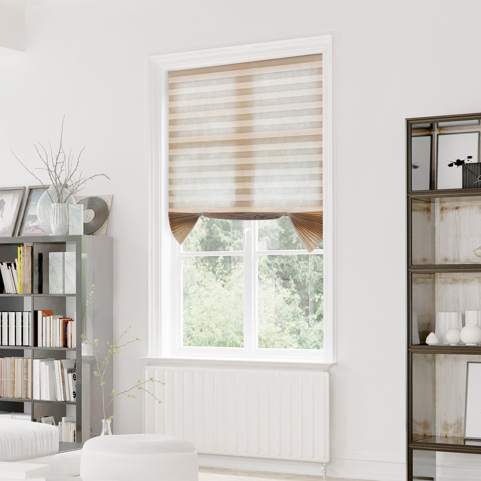 SBARTAR 6 Pack Window Shades Darkening Cordless Quick Fix Pleated Fabric Window Shades for Home Office Vacation 48"x72", Brown