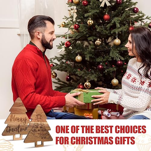 Miniatura 6 de 2 tablas de charcutería de Navidad para árbol de Navidad, cocina, tabla de cortar de madera con mango de madera de acacia de Papá Noel, bonita tabla