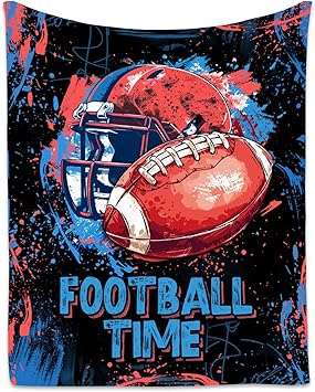 Football Blanket, Cozy Soft Throw Blankets for Kids, Cool Black Flannel Throw Gifts for Couch Office, 30x40 Inches