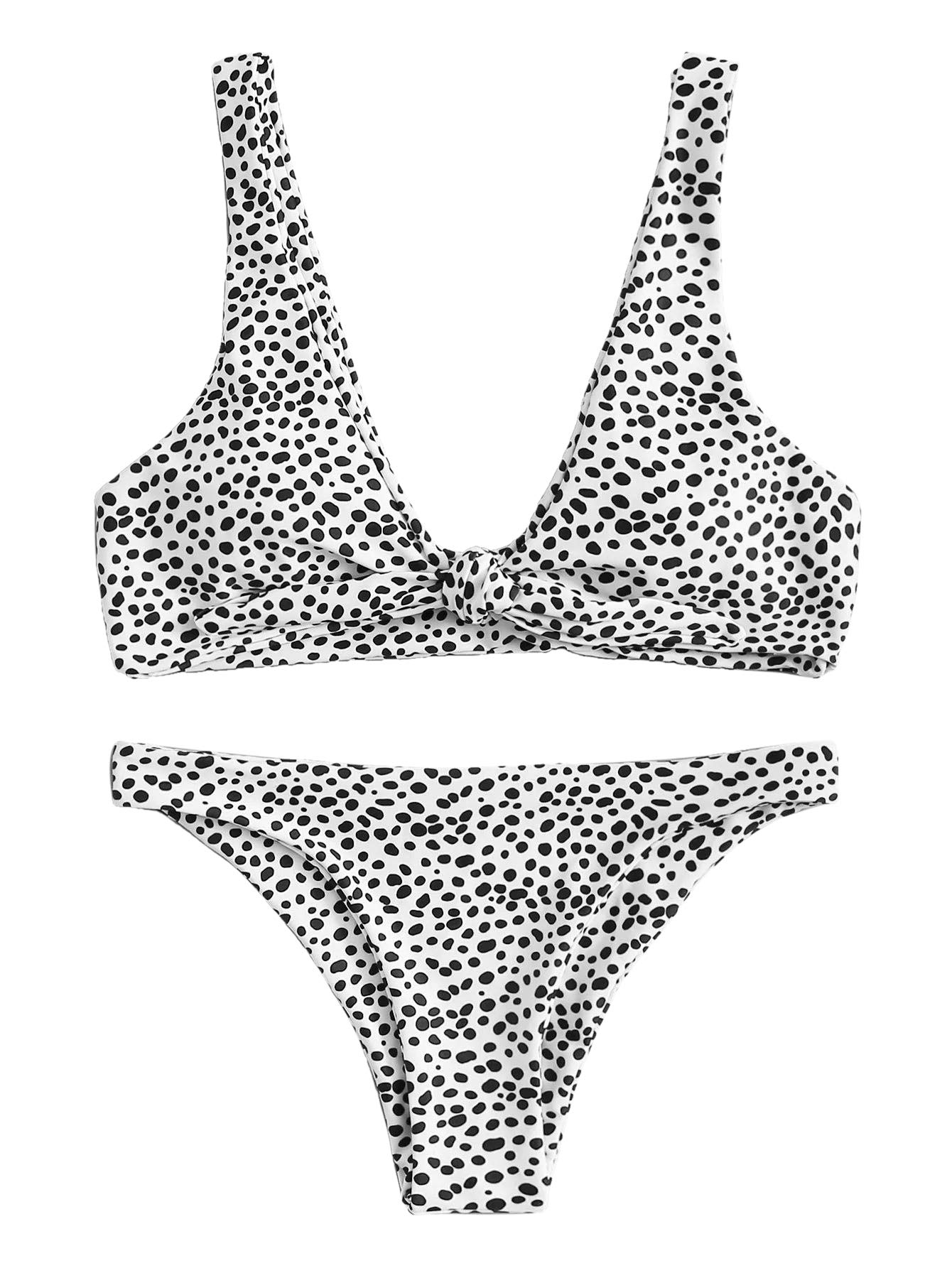 SweatyRocks Women's Sexy Bikini Swimsuit Tie Knot Front Leopard Print Swimwear Set
