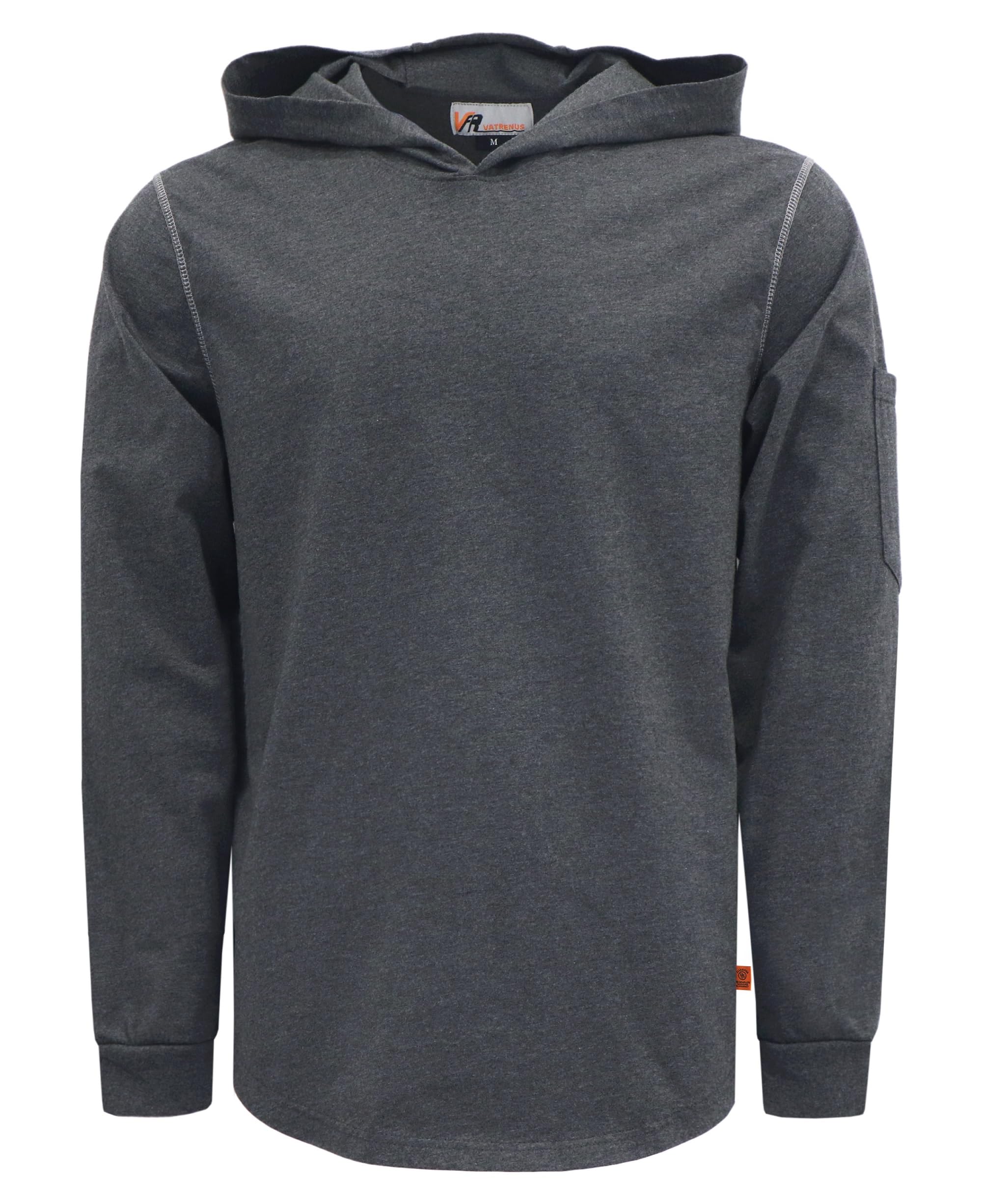 VATRENUS FR Shirts Hooded T Shirt 6oz Lightweight Heather Series Flame Resistant Heather Gray 100% C Fire Retardant Hoodie