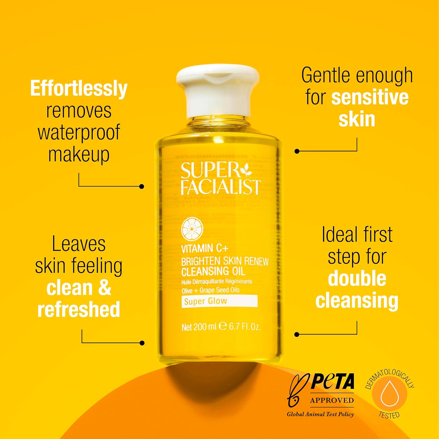 Super Facialist Face Cleanser Oil – Facial Wash & Waterproof Makeup Remover with Vitamin C, Gentle Cleansing Oil for Women, Suitable for All Skin Types 6.8 oz - Image 4