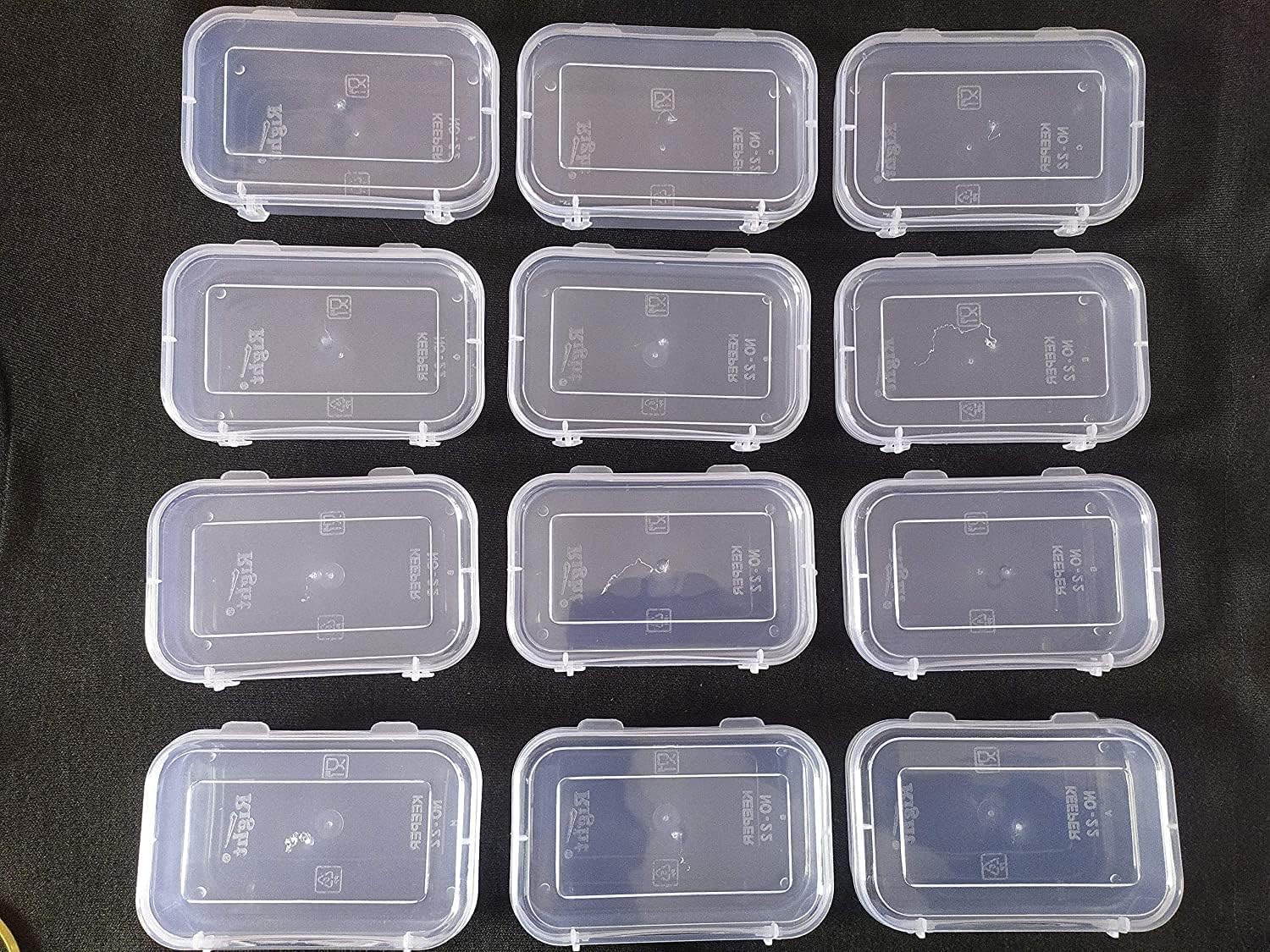 URBAA Plastic Small Storage Boxes with Lock Lids,Jewellery Case Organiser(PUREPACK22-12), 100ml Capacity, 11x7x3 cm, Clear, Set of 12