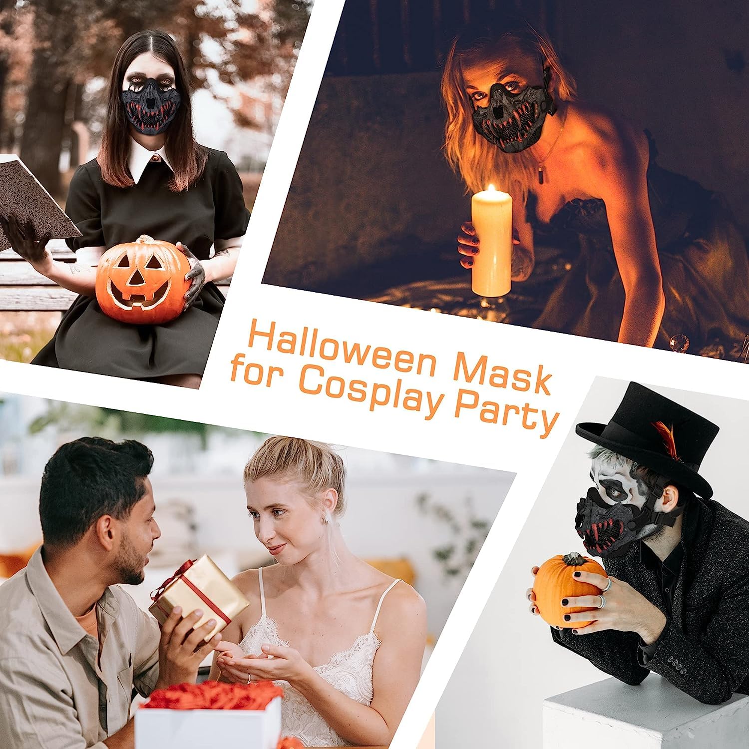 Zhongren Maschera per viso a forma di teschio, per cosplay, spaventosa, protezione a rete, decorativa, per Halloween, feste horror, paintball, CS, caccia