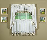 Vista 23 de Today's Curtain Verona - Nivel de bordado inverso, 36 pulgadas, crudo/rosa, 60 pulgadas de ancho x 36 pulgadas de largo